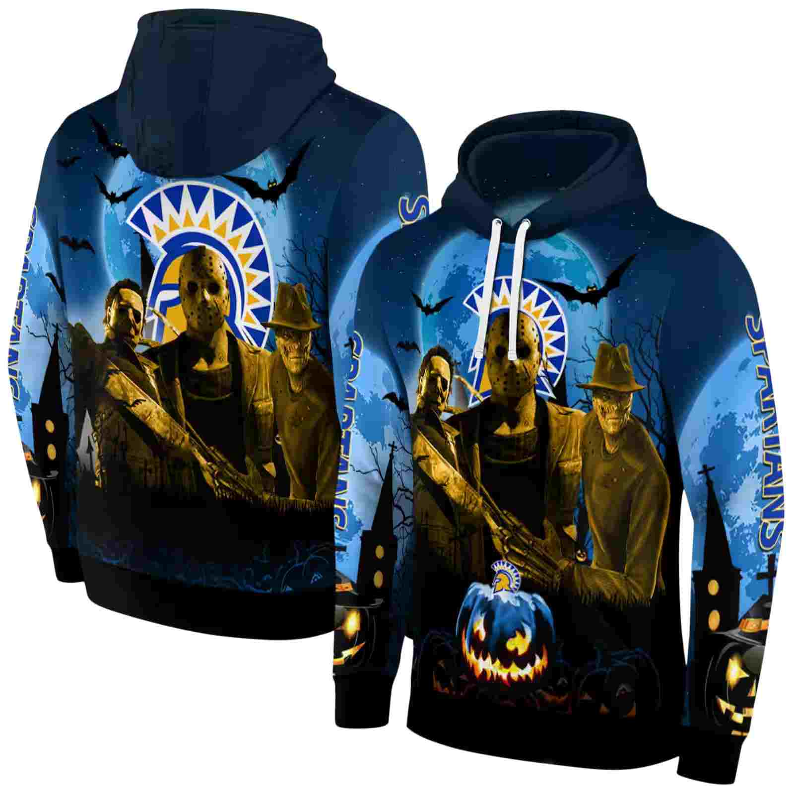 san jose state spartans halloween vibes blue black hoodie fashion forward