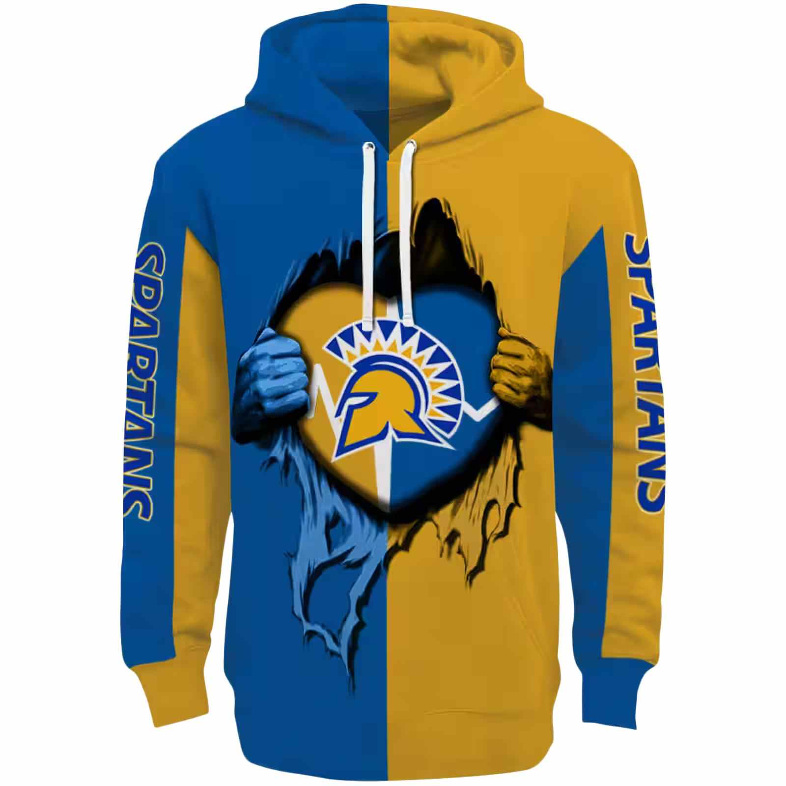 San Jose State Spartans Heartbeat Graphic Blue Hoodie