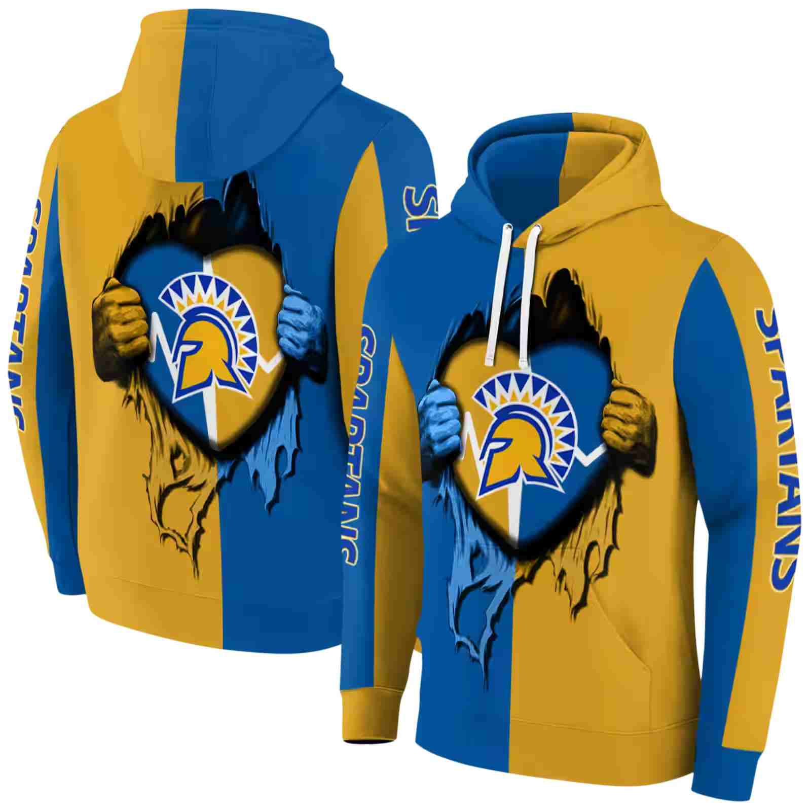 san jose state spartans heartbeat graphic blue hoodie fashion forward