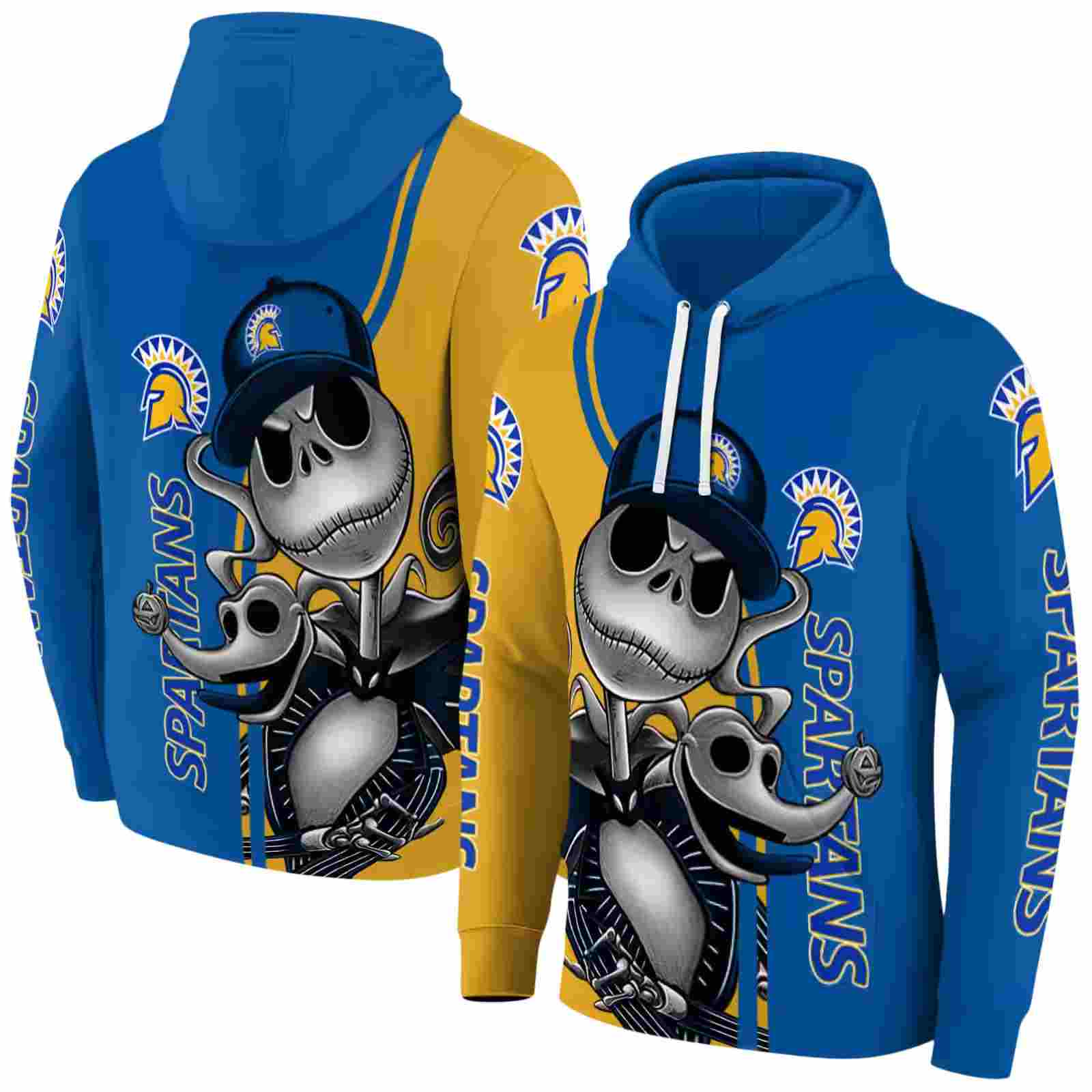 san jose state spartans jack skellington blue hoodie fashion forward