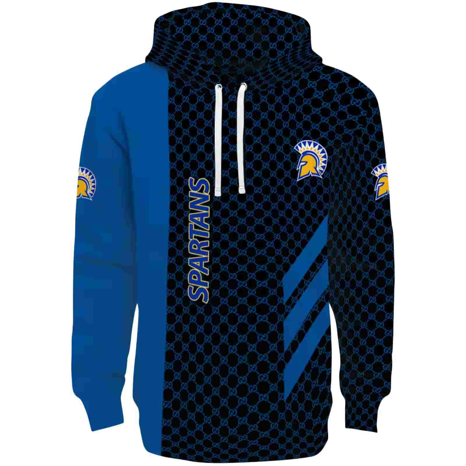 San Jose State Spartans Monogram Pattern Blue Hoodie