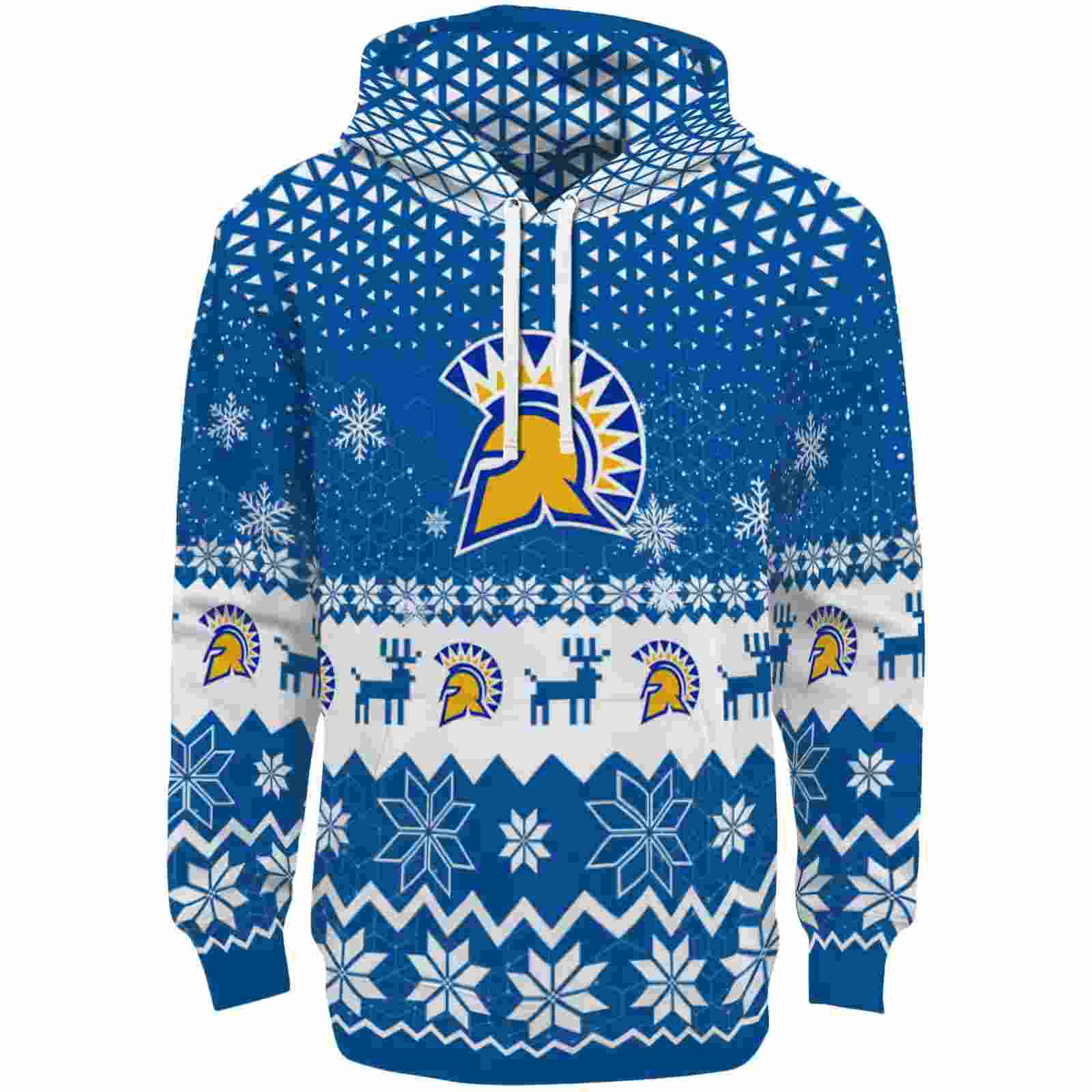 San Jose State Spartans Reindeer Motif Blue Hoodie