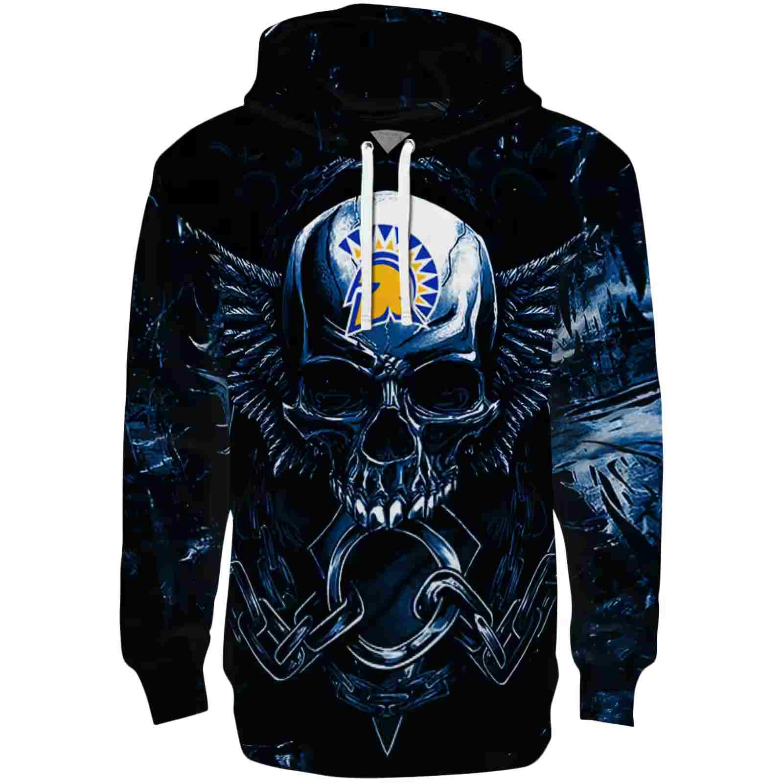 San Jose State Spartans Skull Artwork Blue Black Hoodie