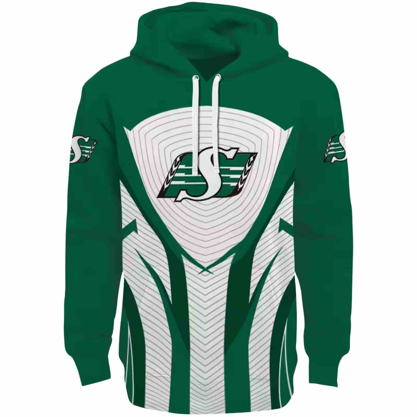 Saskatchewan Roughriders Concentric Lines Green Black Hoodie