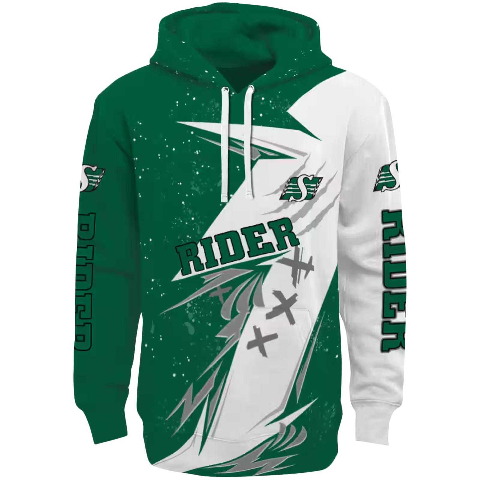 Saskatchewan Roughriders Dynamic Slash Green White Hoodie