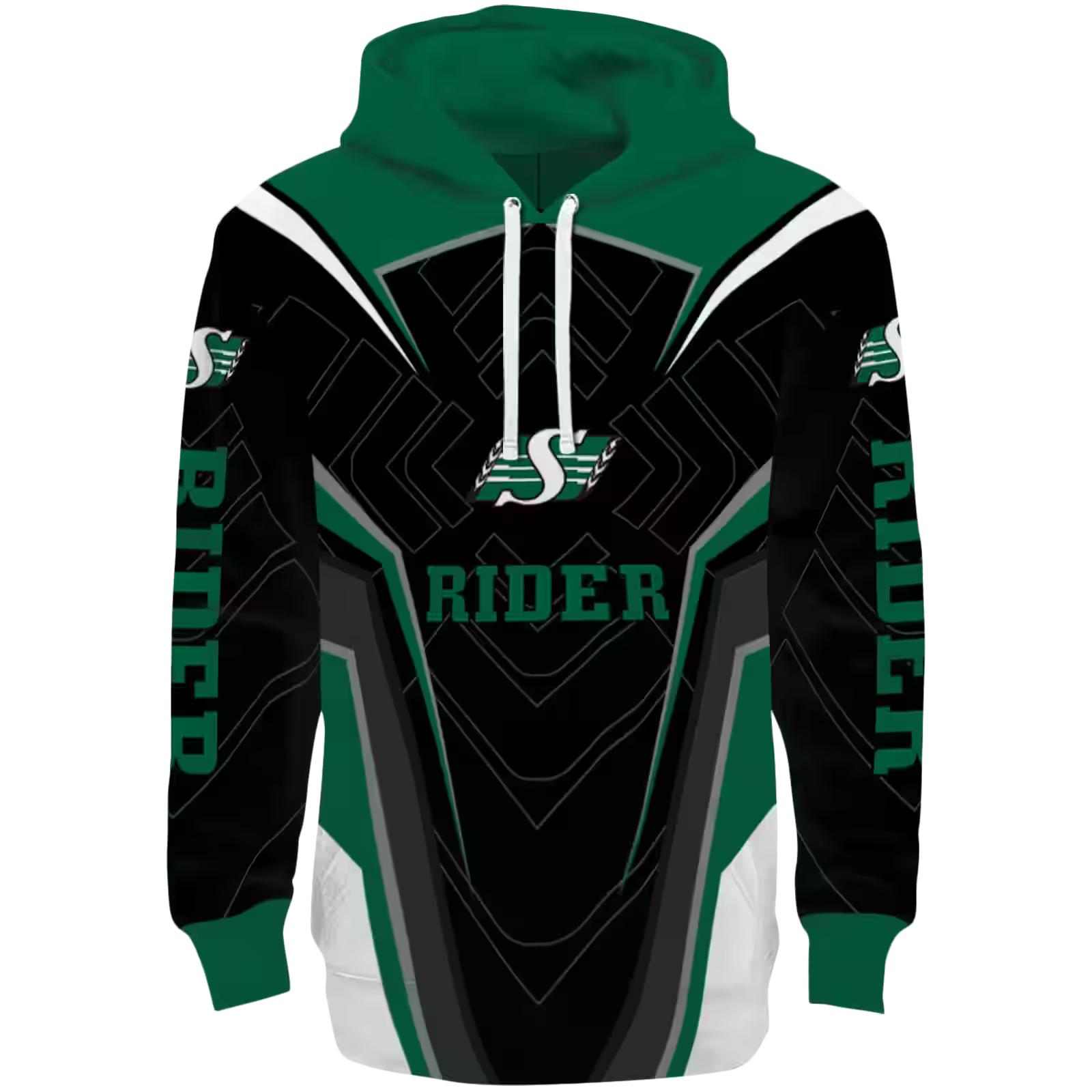 Saskatchewan Roughriders Futuristic Pattern Green Black Hoodie