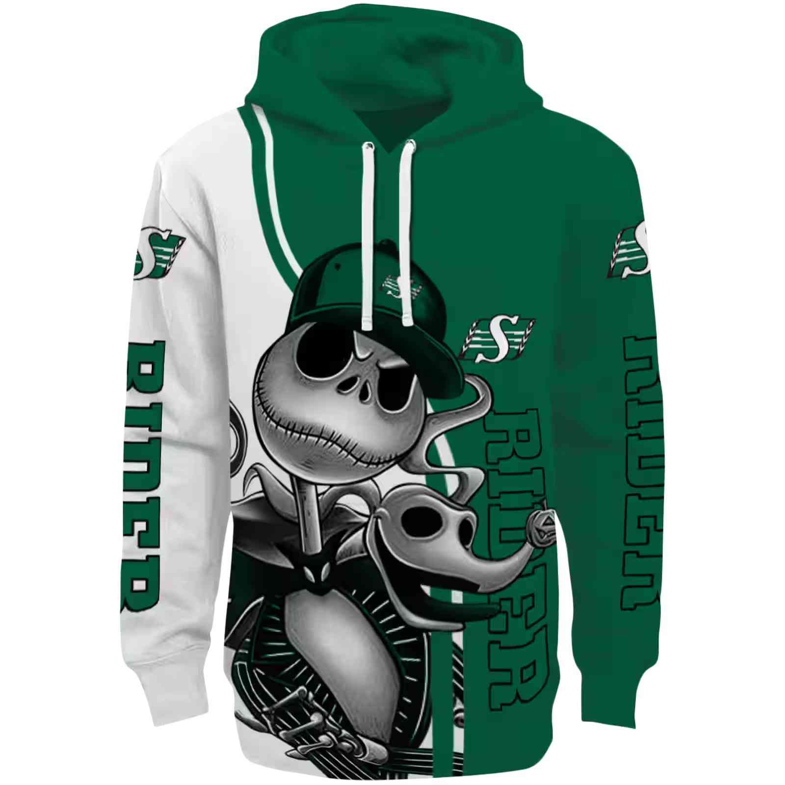 Saskatchewan Roughriders Jack Skellington Green Hoodie