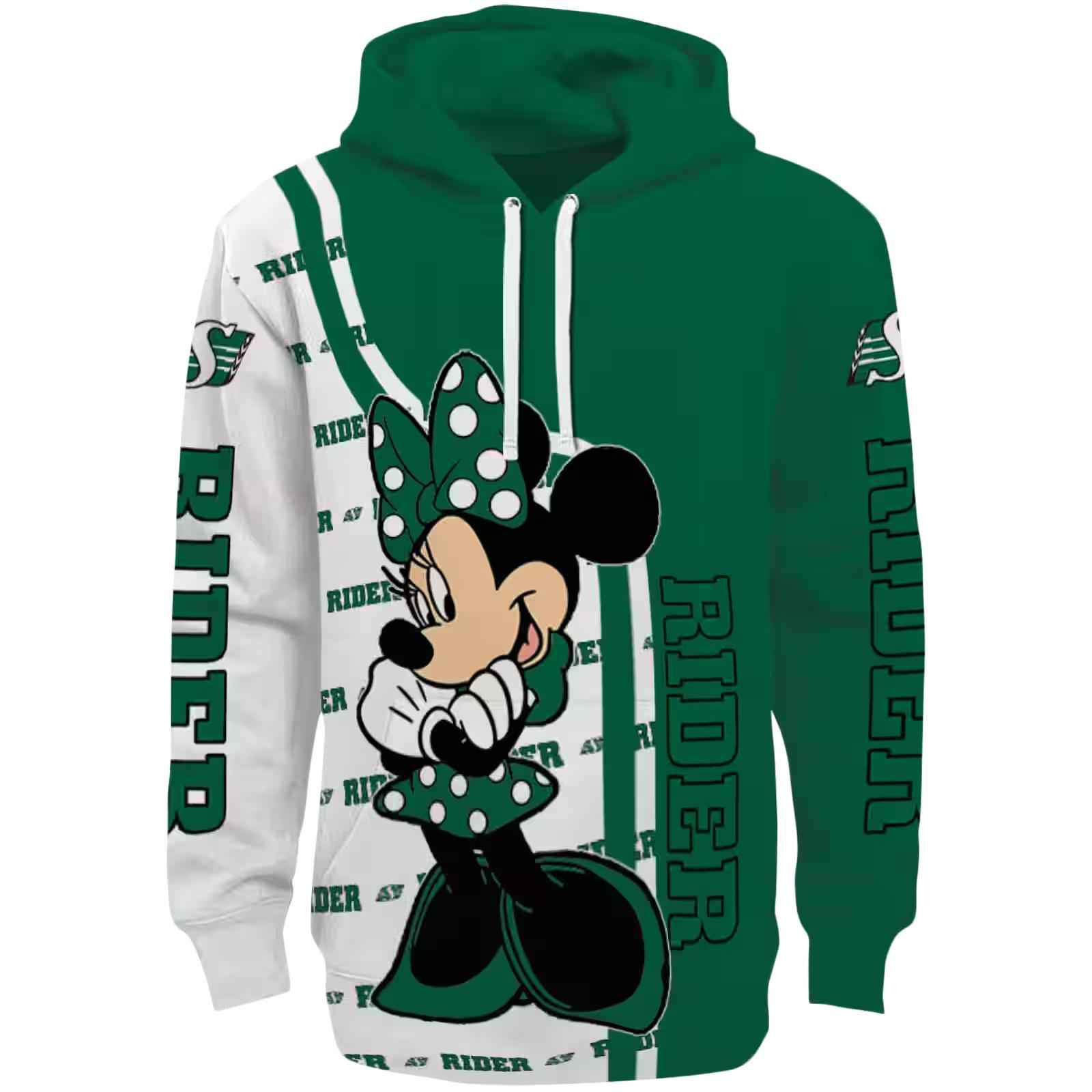 Saskatchewan Roughriders Minnie Mouse Green Hoodie