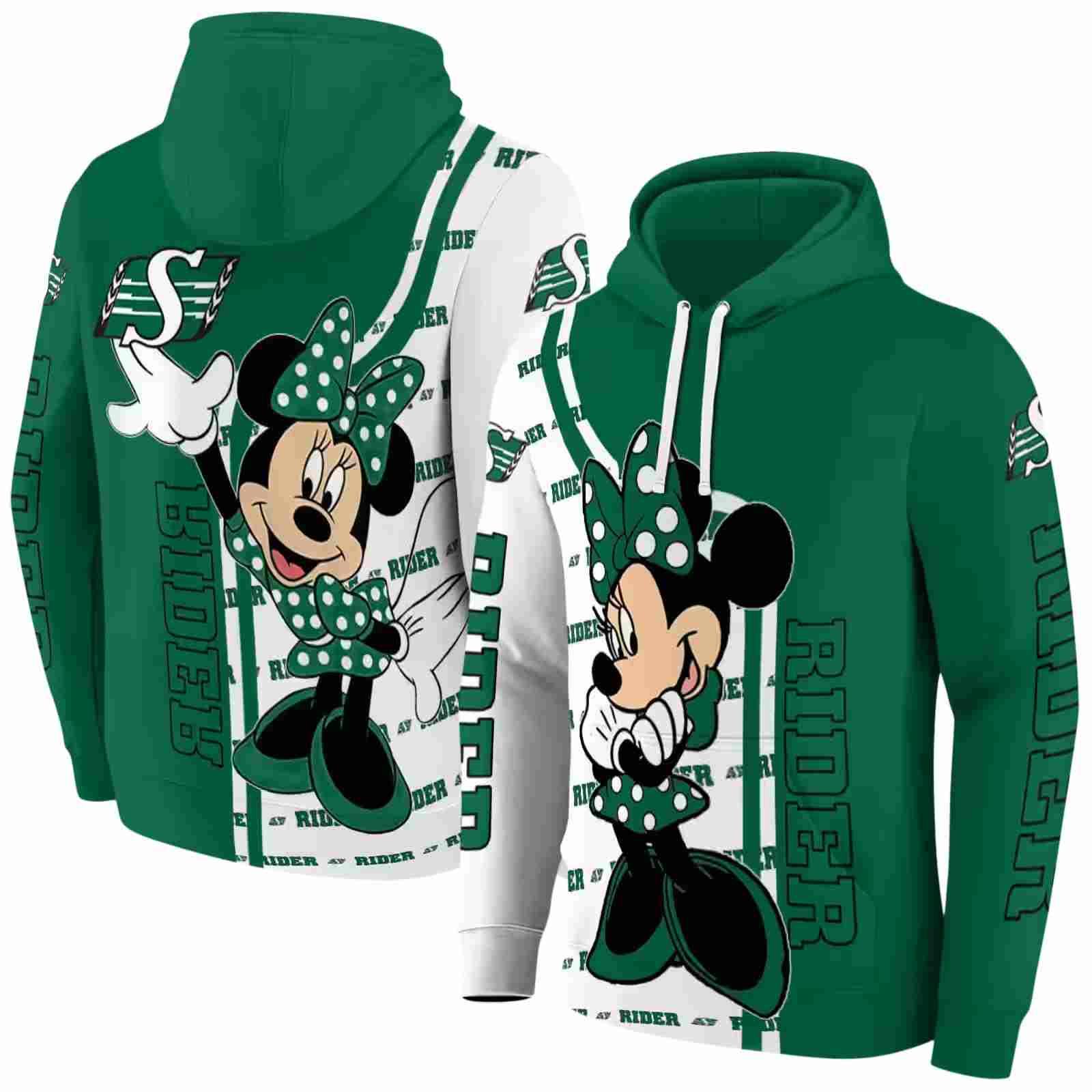 saskatchewan roughriders minnie mouse green hoodie fashion forward