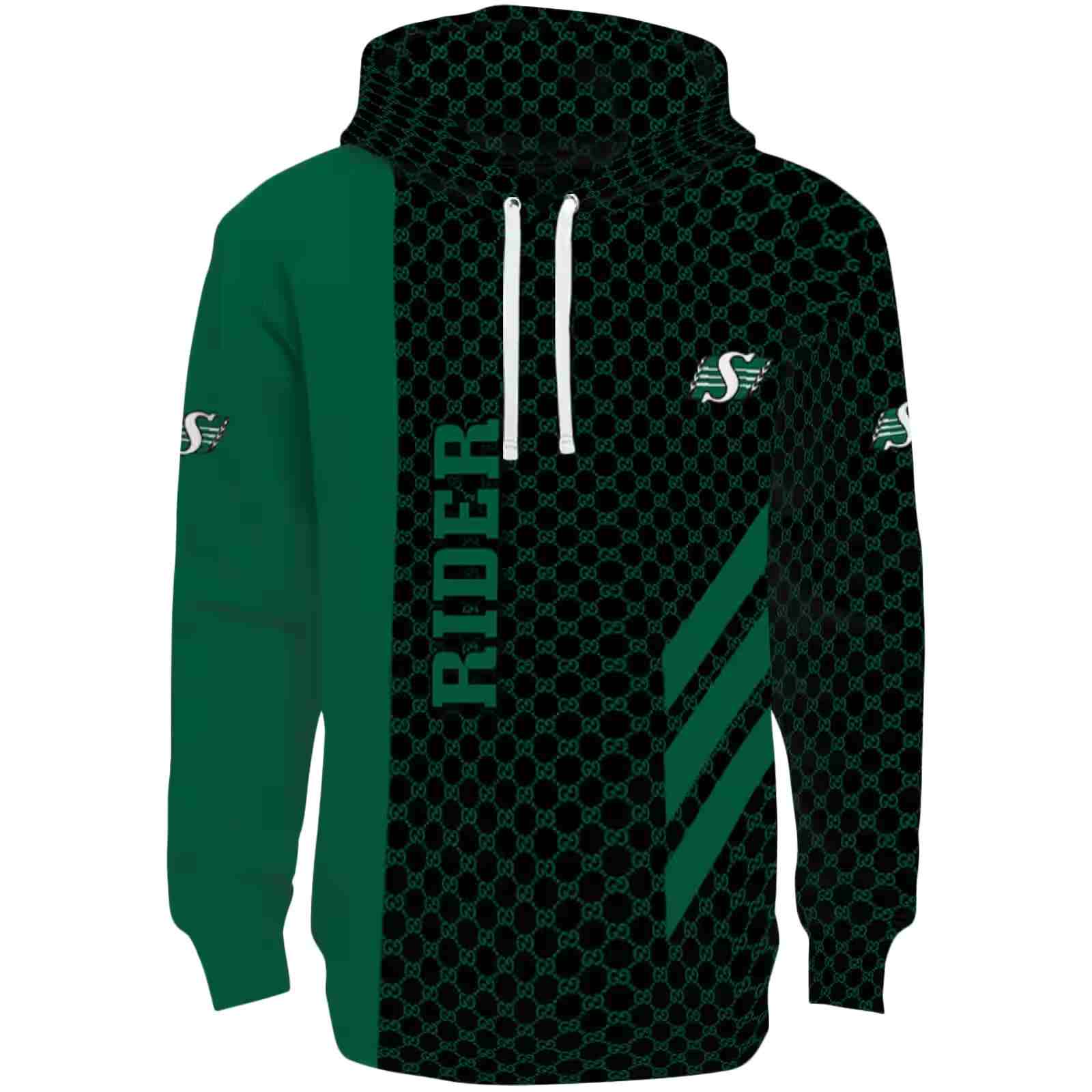 Saskatchewan Roughriders Monogram Pattern Green Hoodie