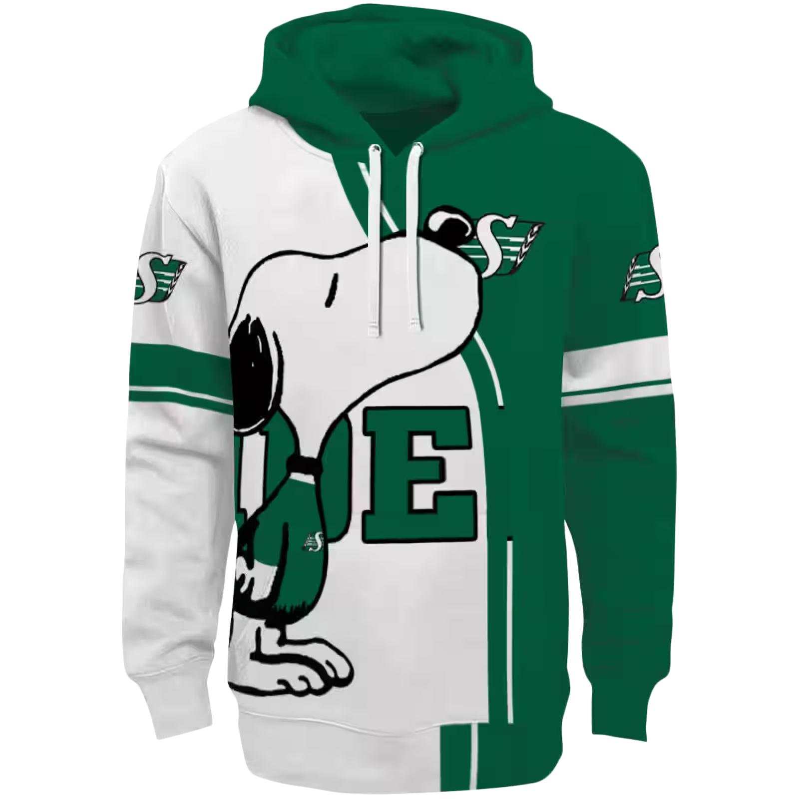 Saskatchewan Roughriders Playful Snoopy Green Hoodie