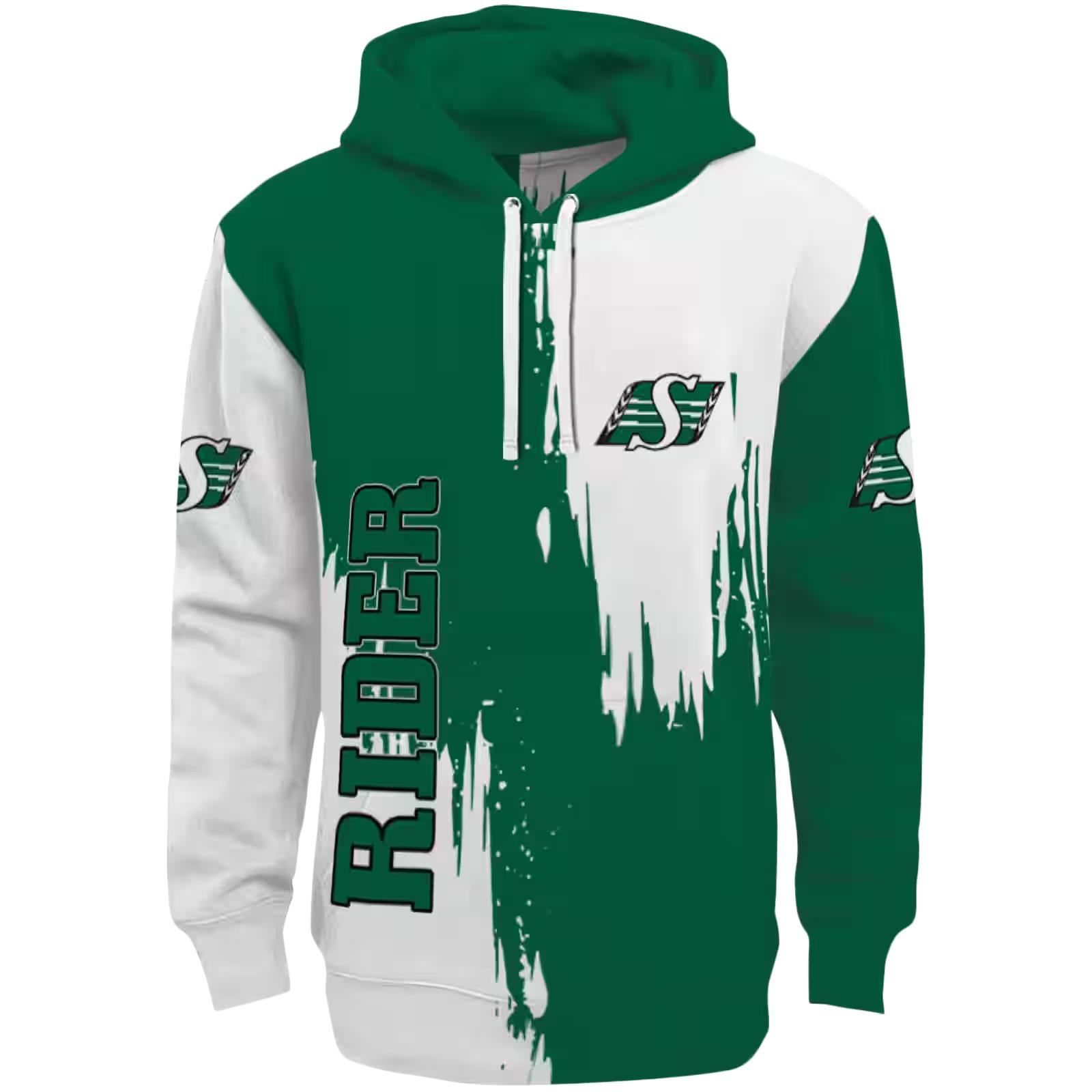 Saskatchewan Roughriders Splatter Effect Green Hoodie