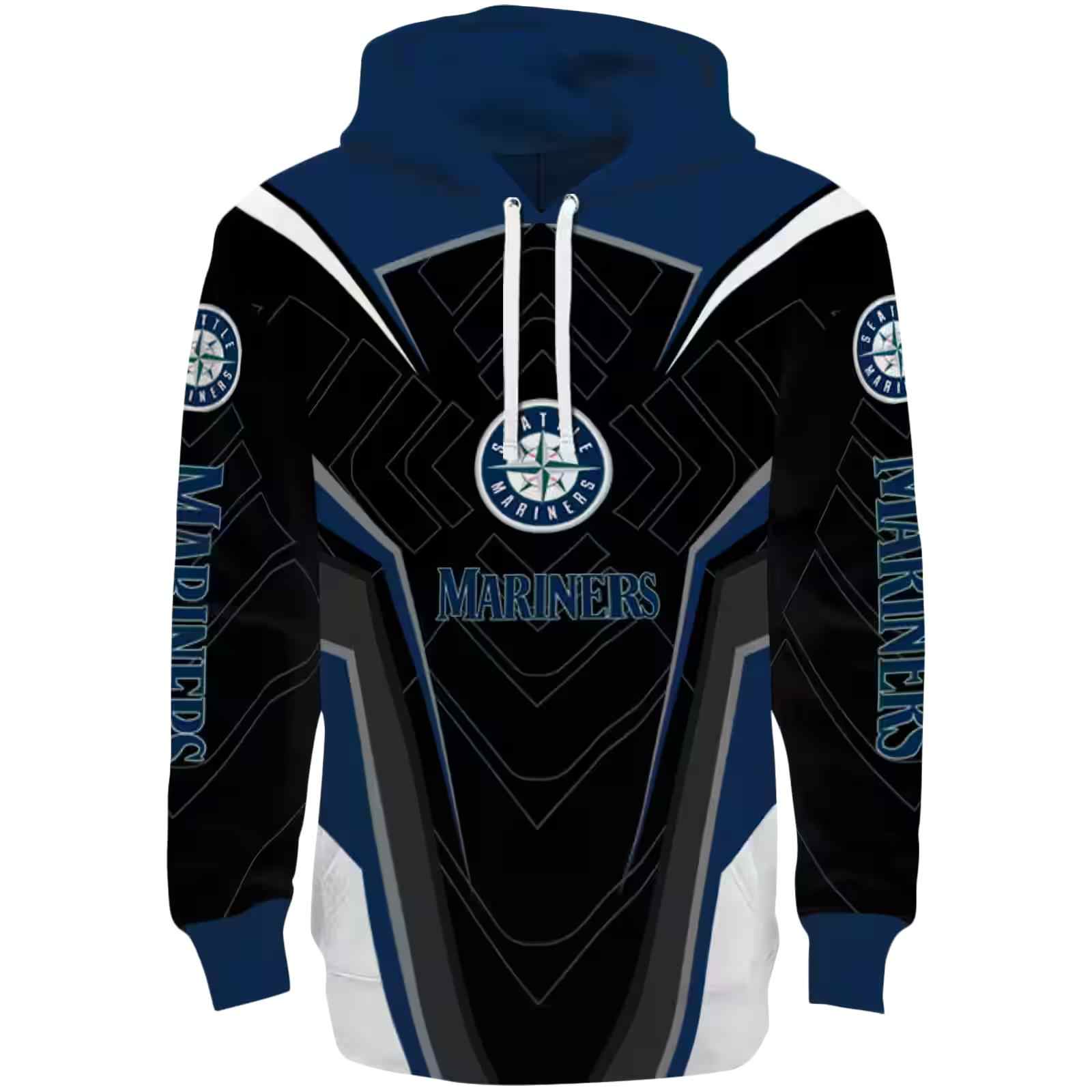 Seattle Mariners Futuristic Pattern Navy Blue Black Hoodie