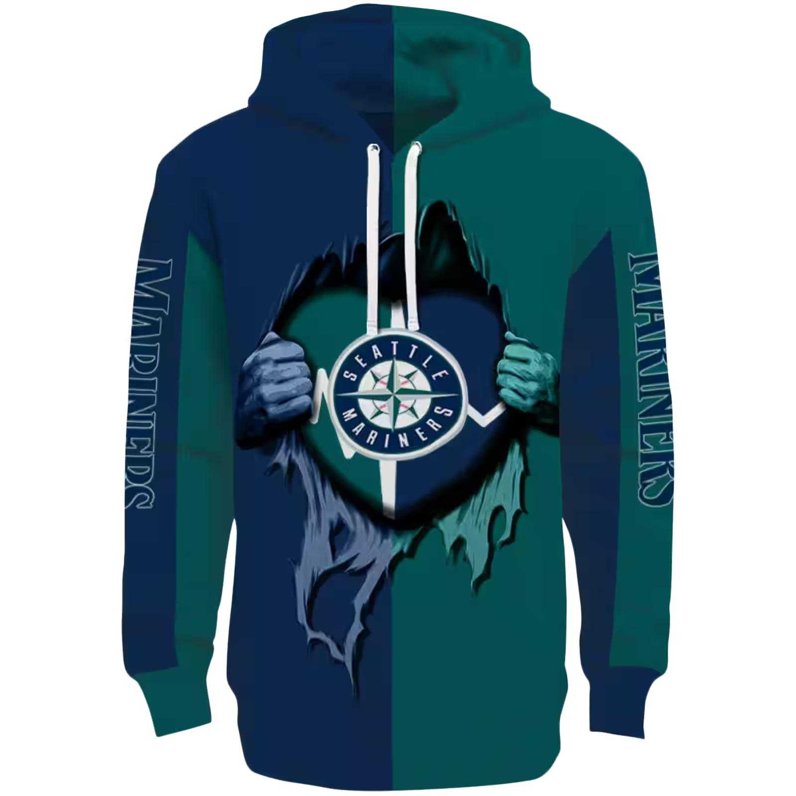 Seattle Mariners Heartbeat Graphic Navy Blue Hoodie