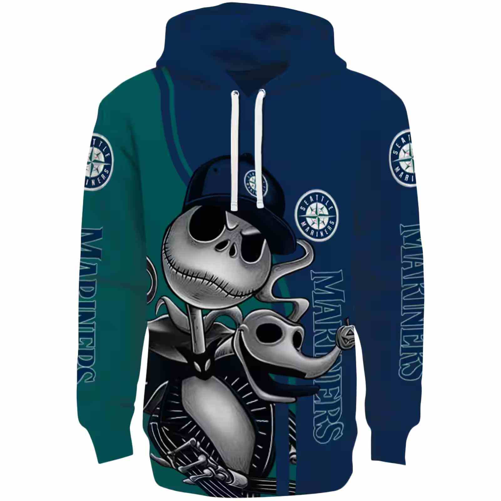 Seattle Mariners Jack Skellington Navy Blue Hoodie