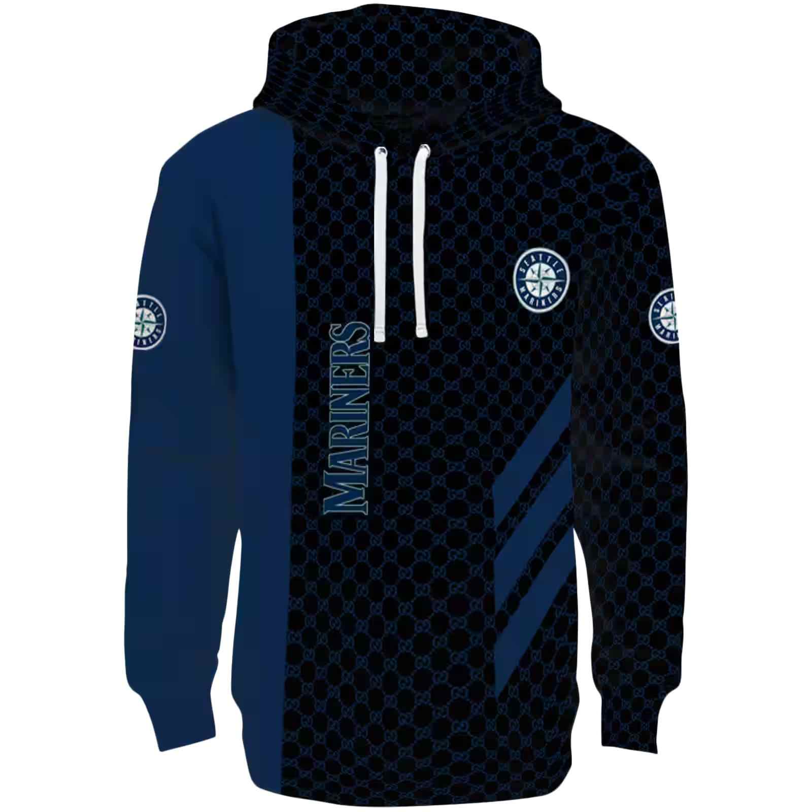 Seattle Mariners Monogram Pattern Navy Blue Hoodie