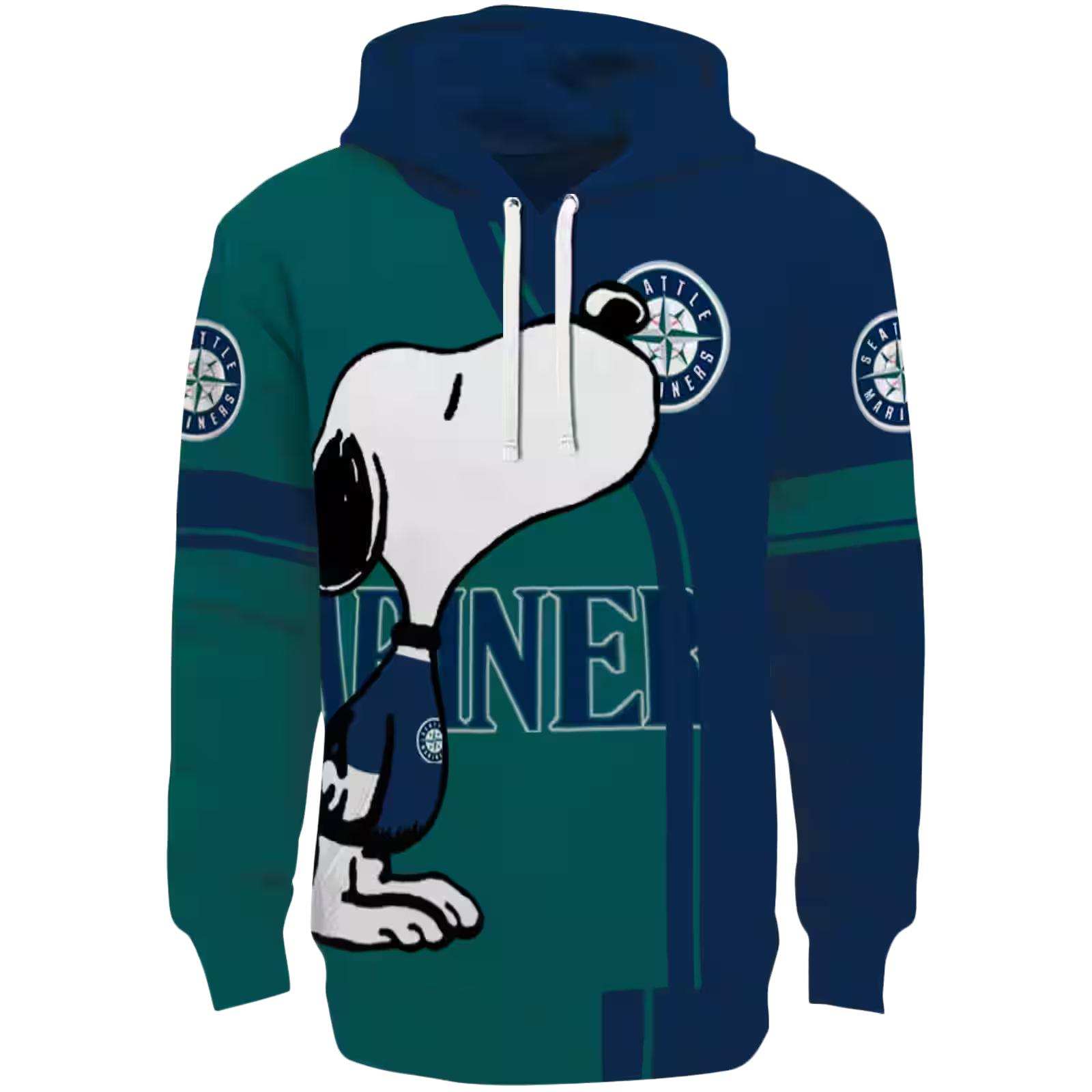 Seattle Mariners Playful Snoopy Navy Blue Hoodie