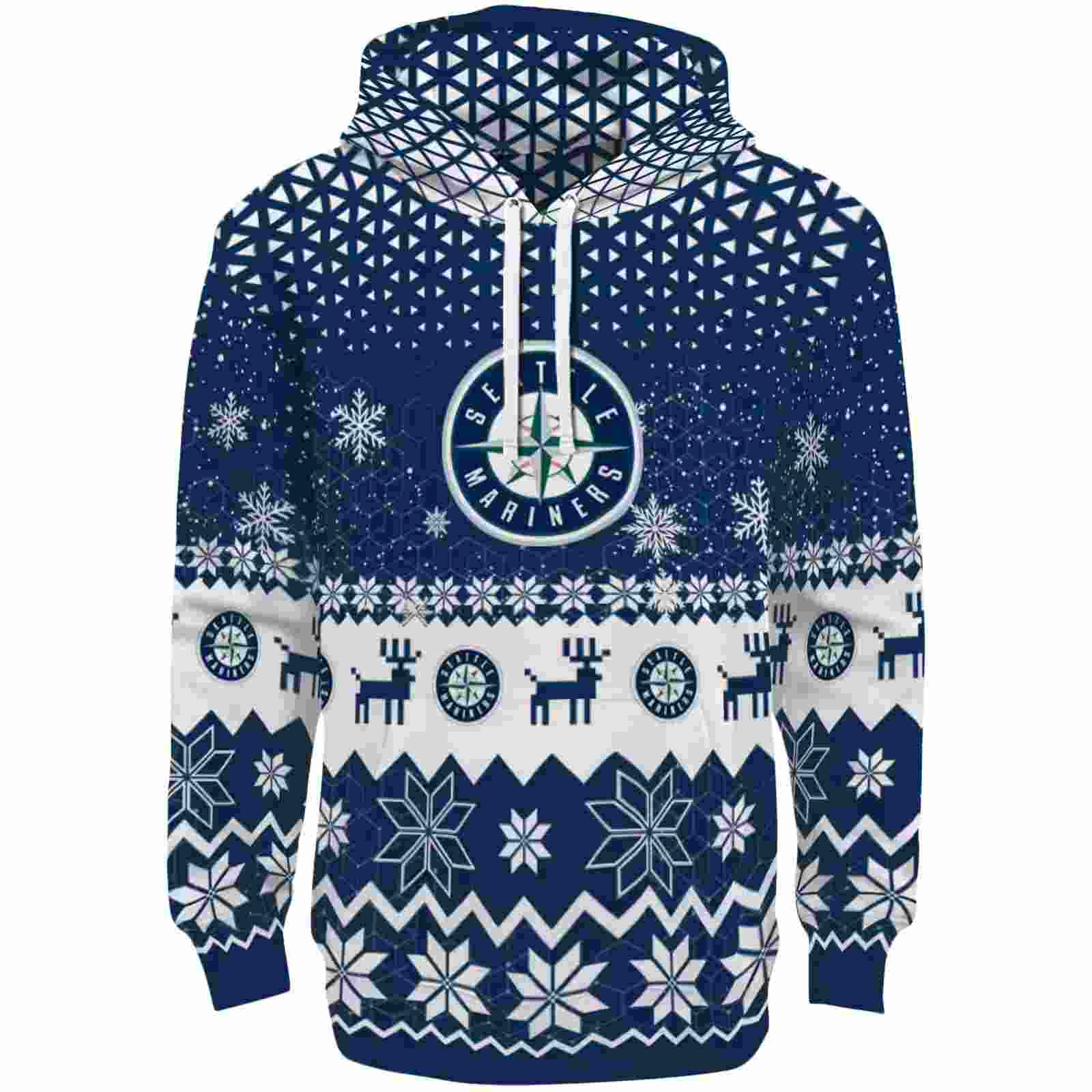 Seattle Mariners Reindeer Motif Navy Blue Hoodie