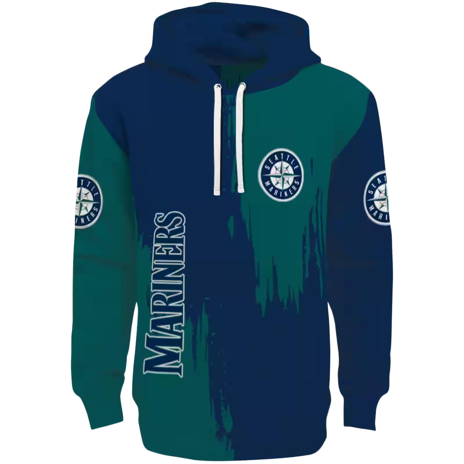 Seattle Mariners Splatter Effect Navy Blue Hoodie