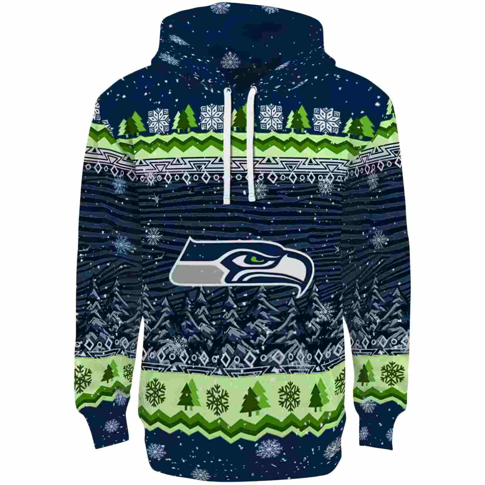 Seattle Seahawks Christmas Trees Blue Hoodie