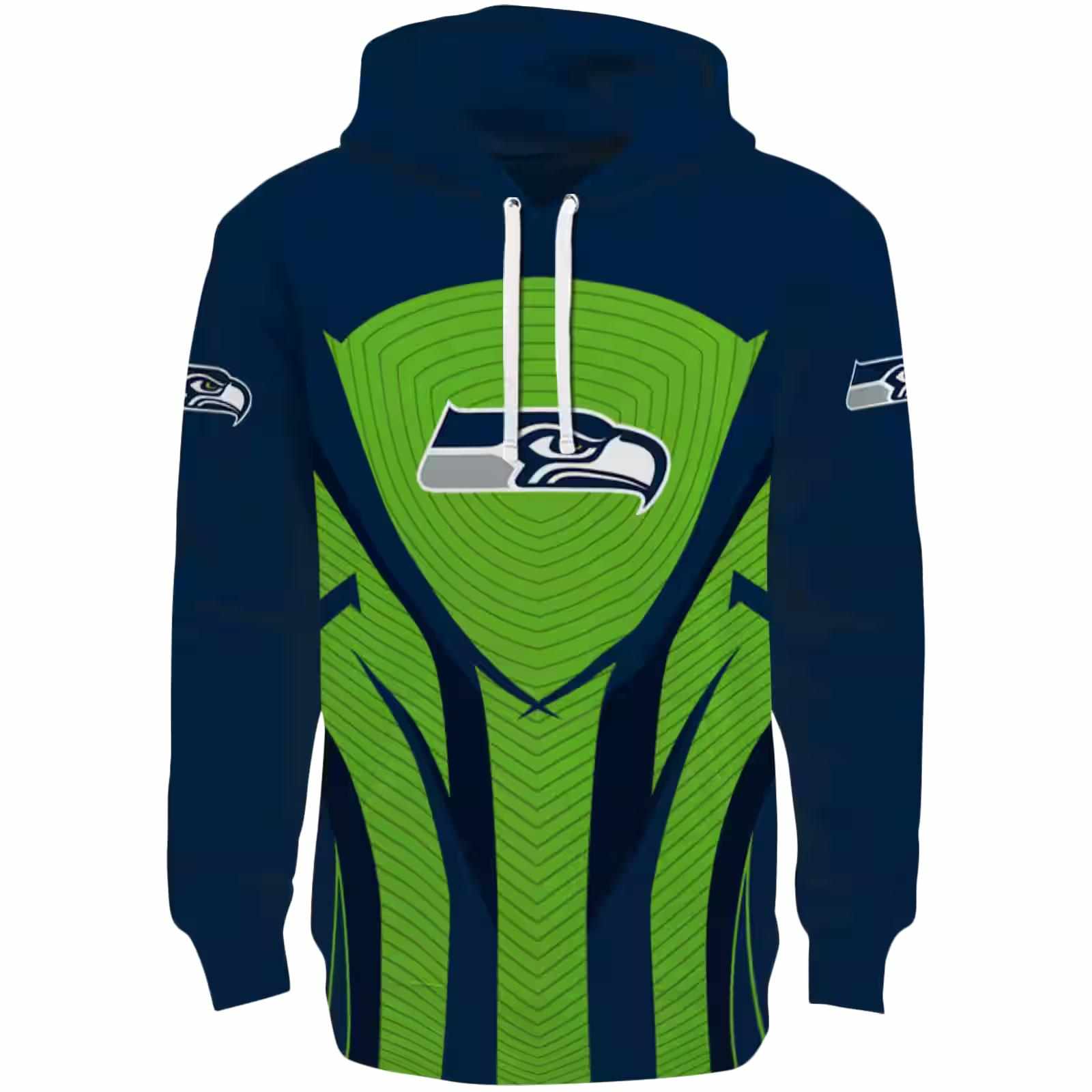 Seattle Seahawks Concentric Lines Blue Black Hoodie