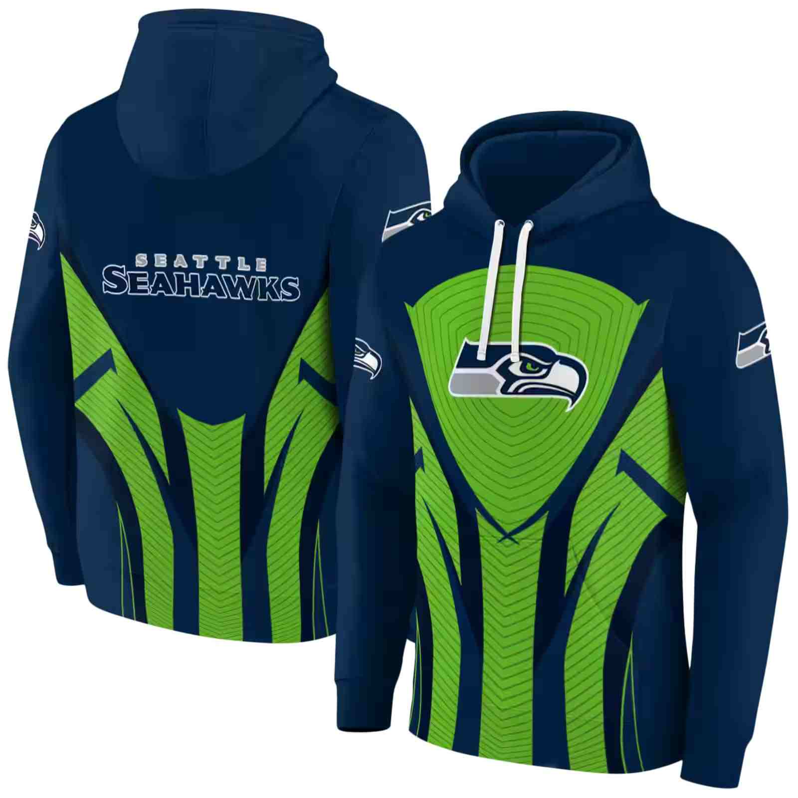 seattle seahawks concentric lines blue black hoodie fashion forward