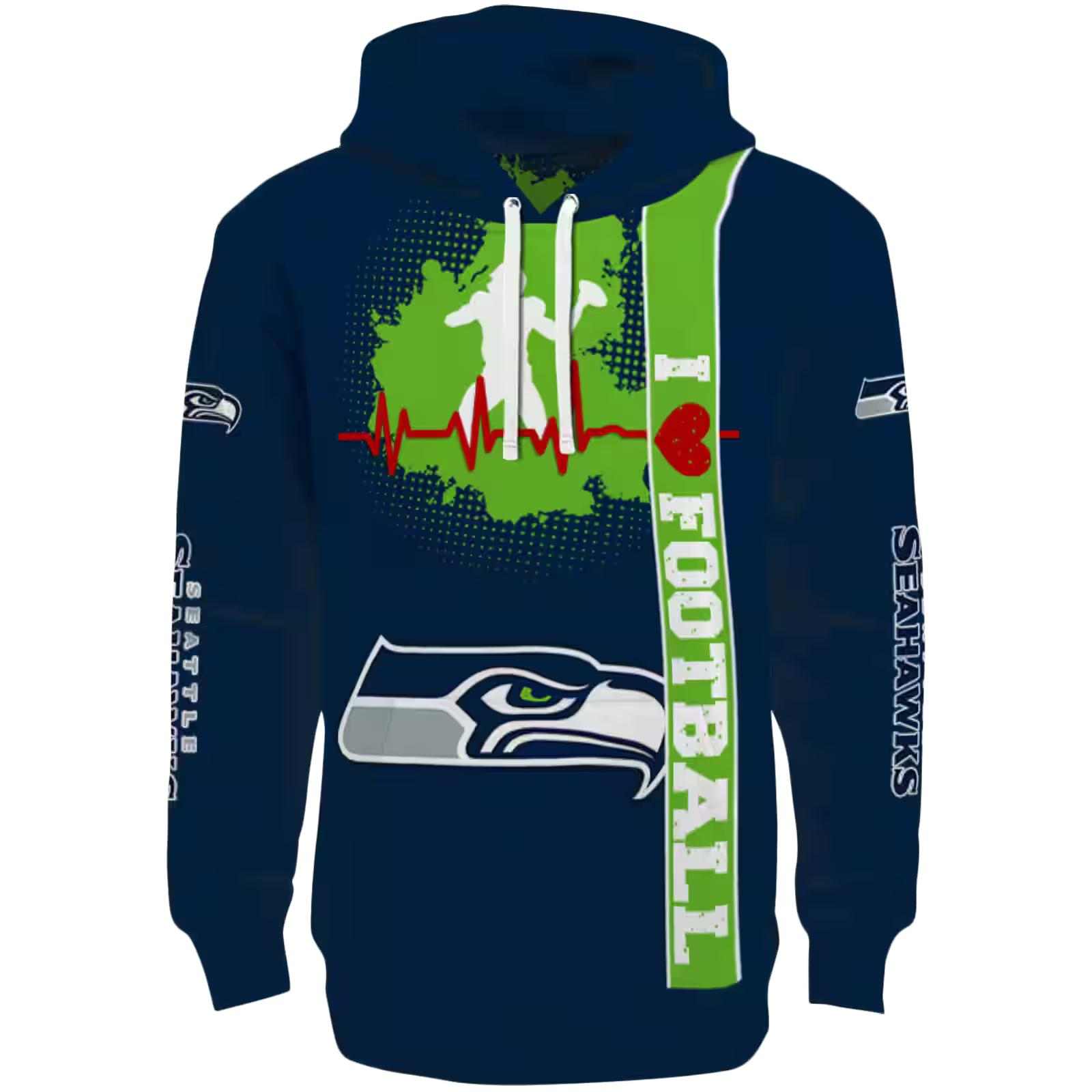 Seattle Seahawks Football Heartbeat Blue Hoodie