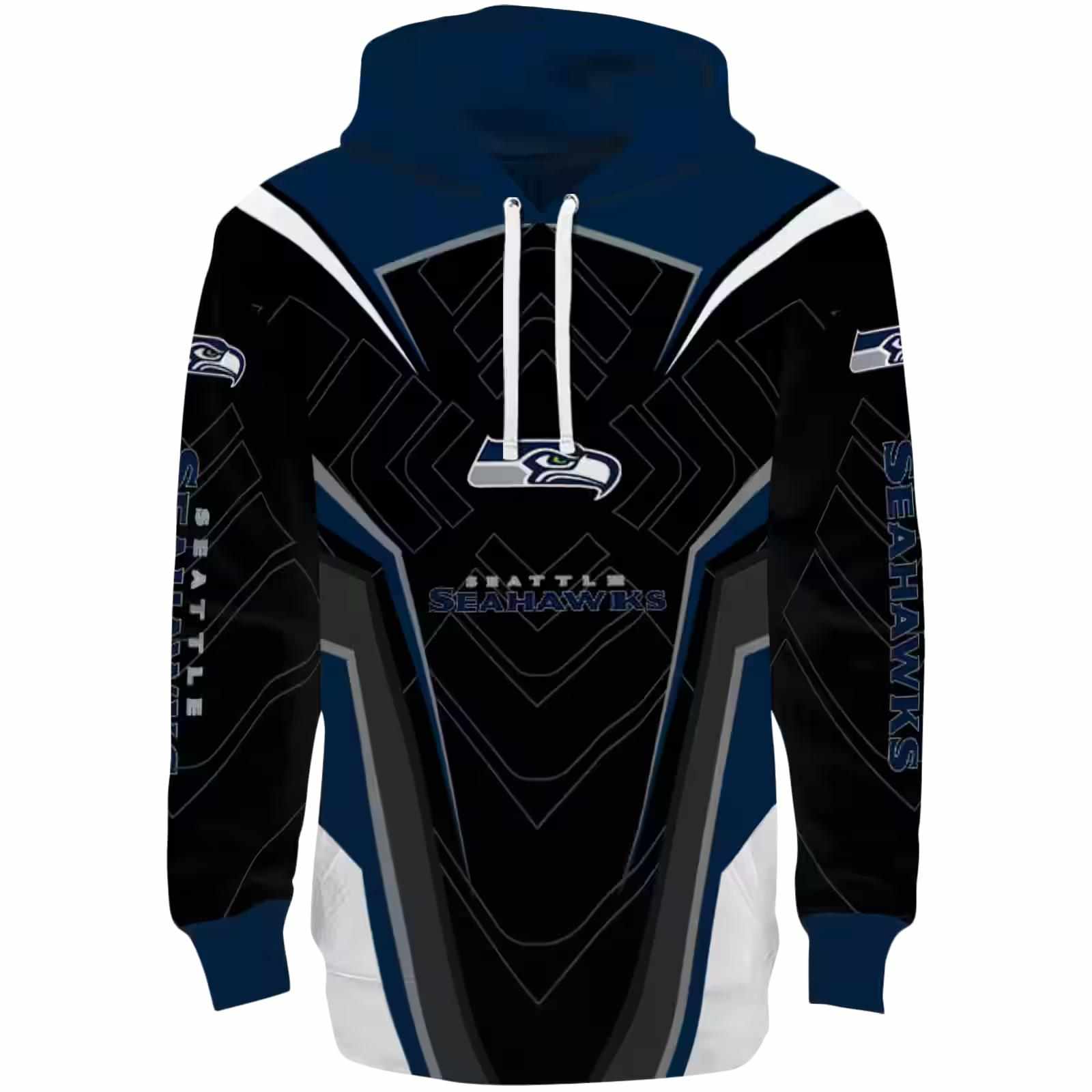 Seattle Seahawks Futuristic Pattern Blue Black Hoodie