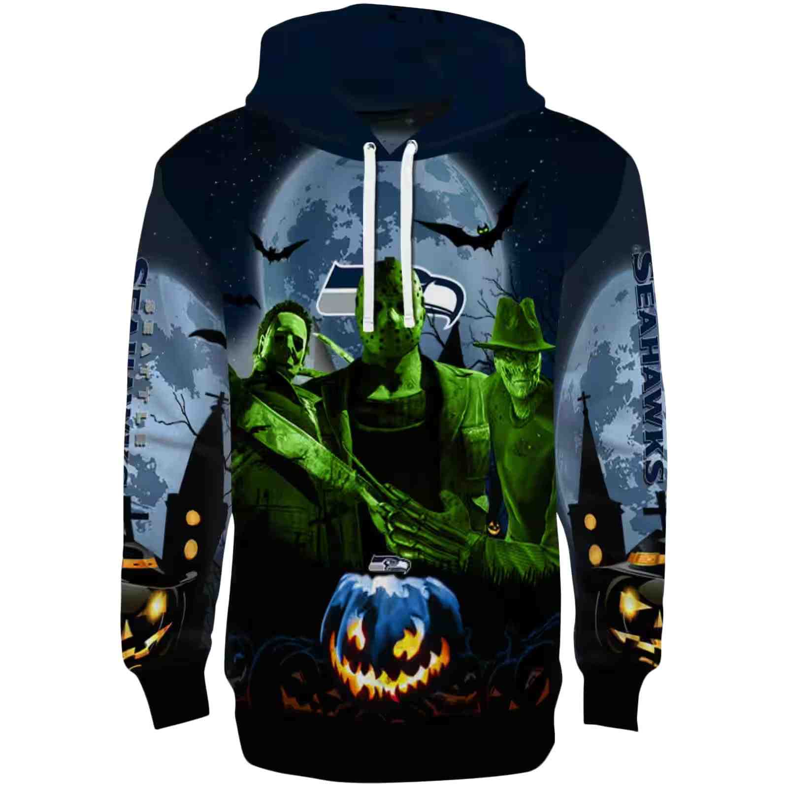 Seattle Seahawks Halloween Vibes Blue Black Hoodie