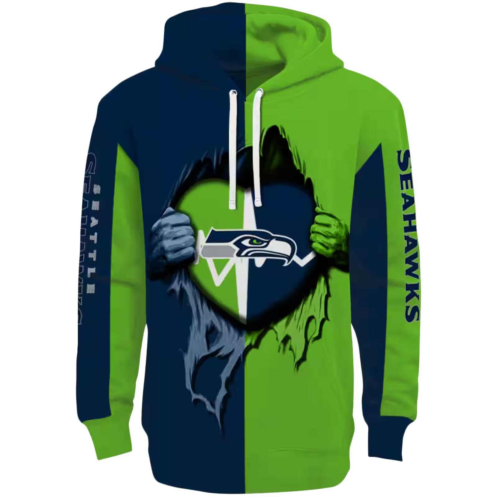 Seattle Seahawks Heartbeat Graphic Blue Hoodie