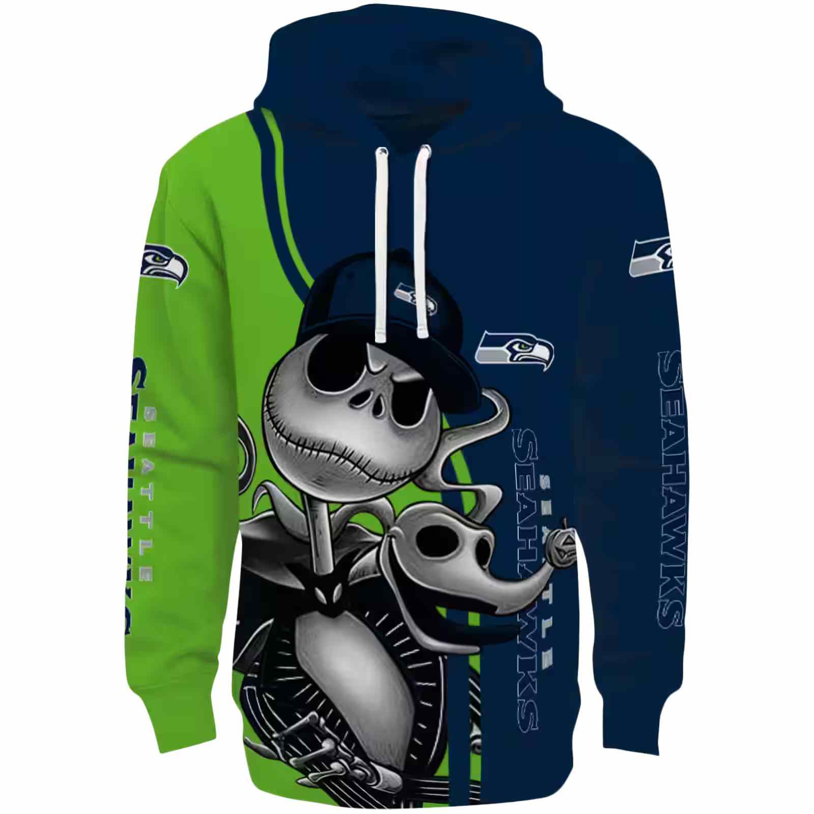 Seattle Seahawks Jack Skellington Blue Hoodie