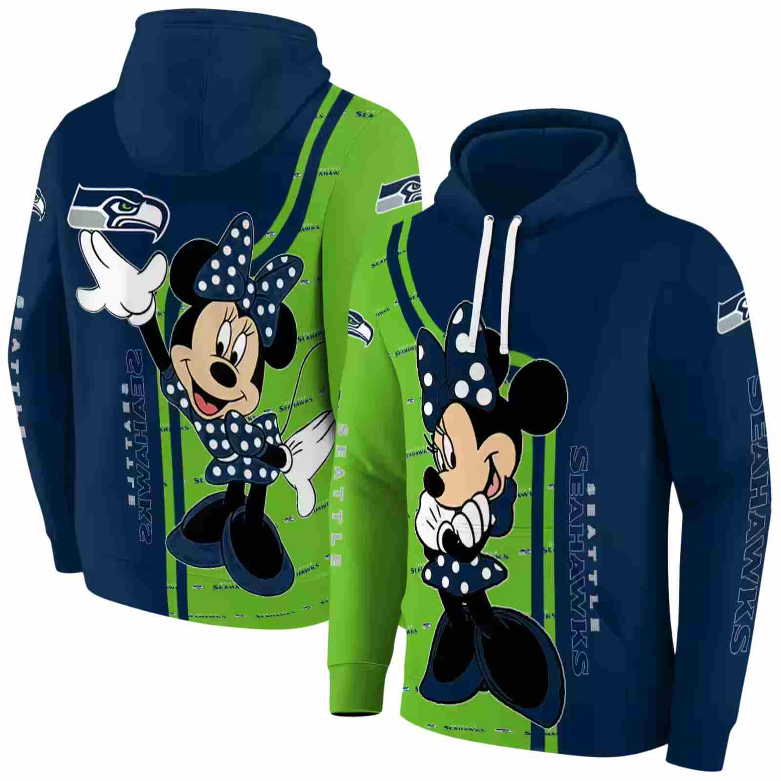 seattle seahawks minnie mouse blue hoodie fashion forward