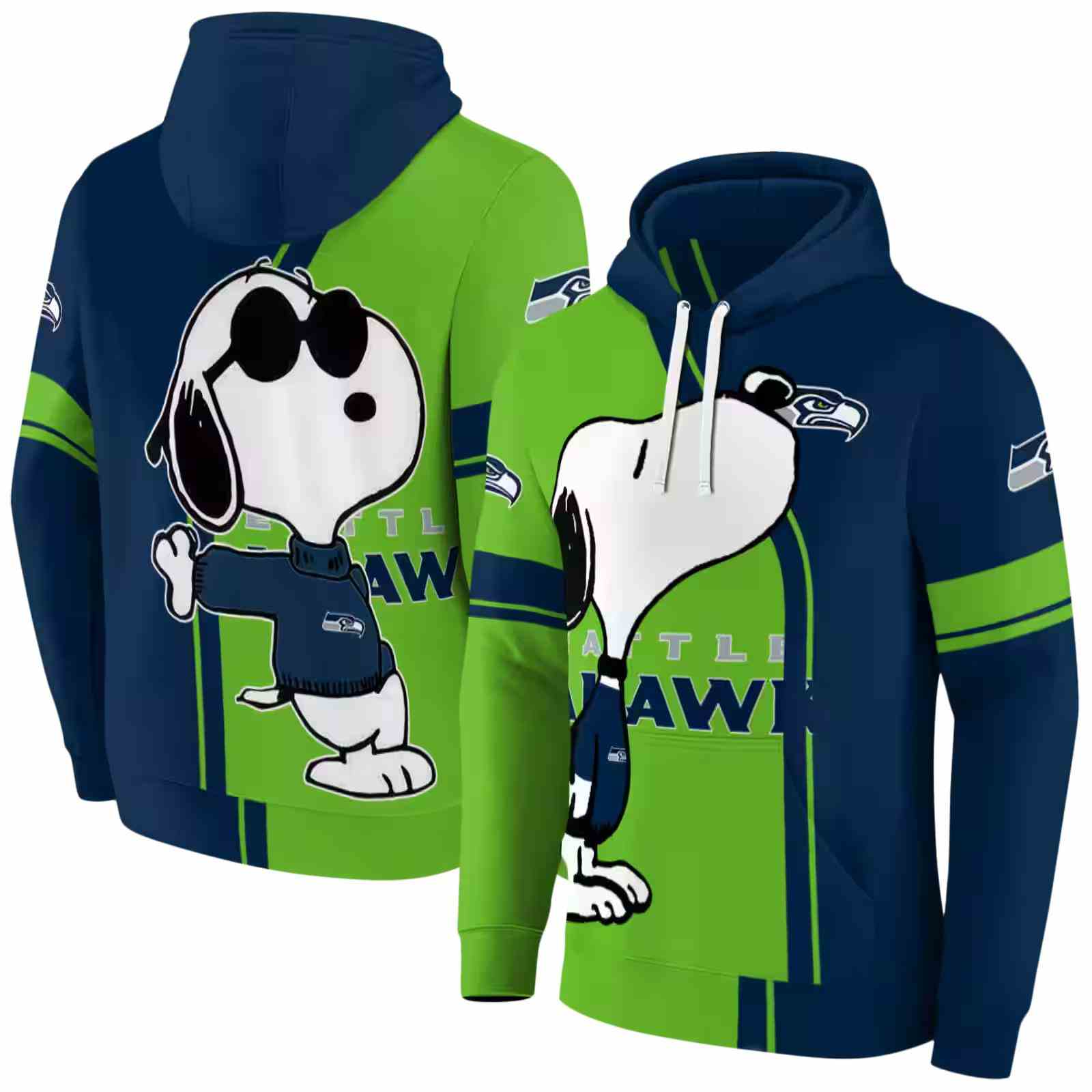 seattle seahawks playful snoopy blue hoodie fashion forward