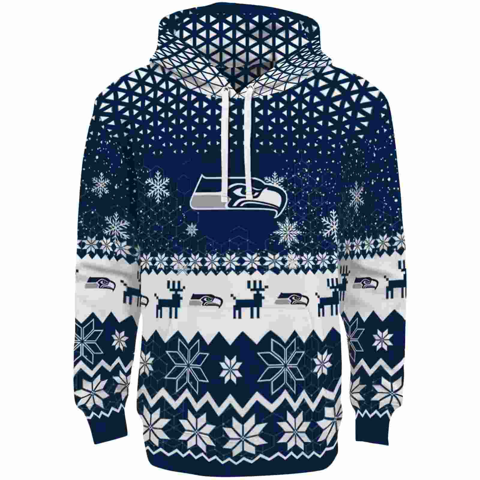 Seattle Seahawks Reindeer Motif Blue Hoodie