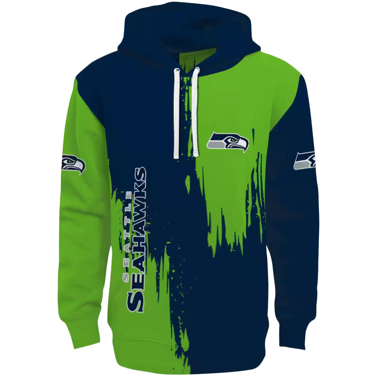 Seattle Seahawks Splatter Effect Blue Hoodie