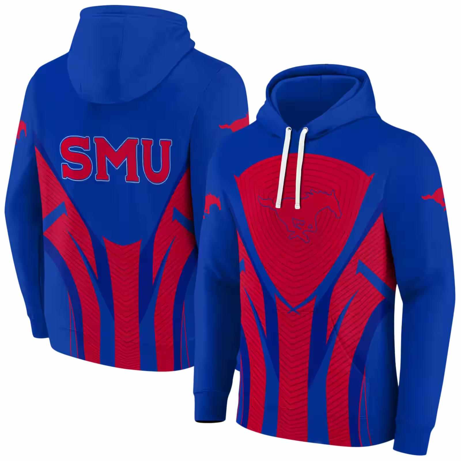 smu mustangs concentric lines blue black hoodie fashion forward