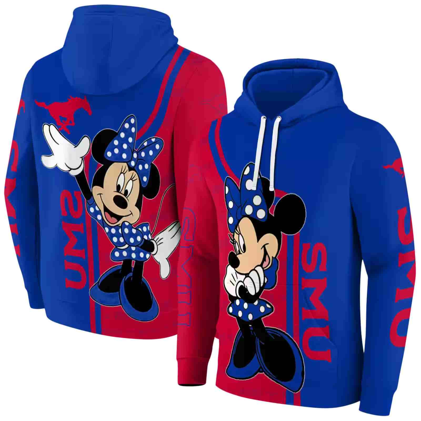 smu mustangs minnie mouse blue hoodie fashion forward