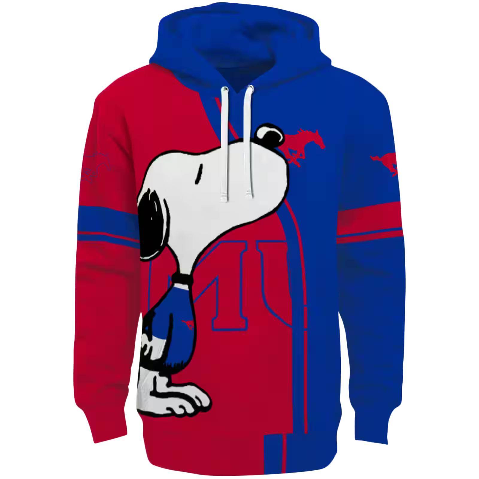 SMU Mustangs Playful Snoopy Blue Hoodie