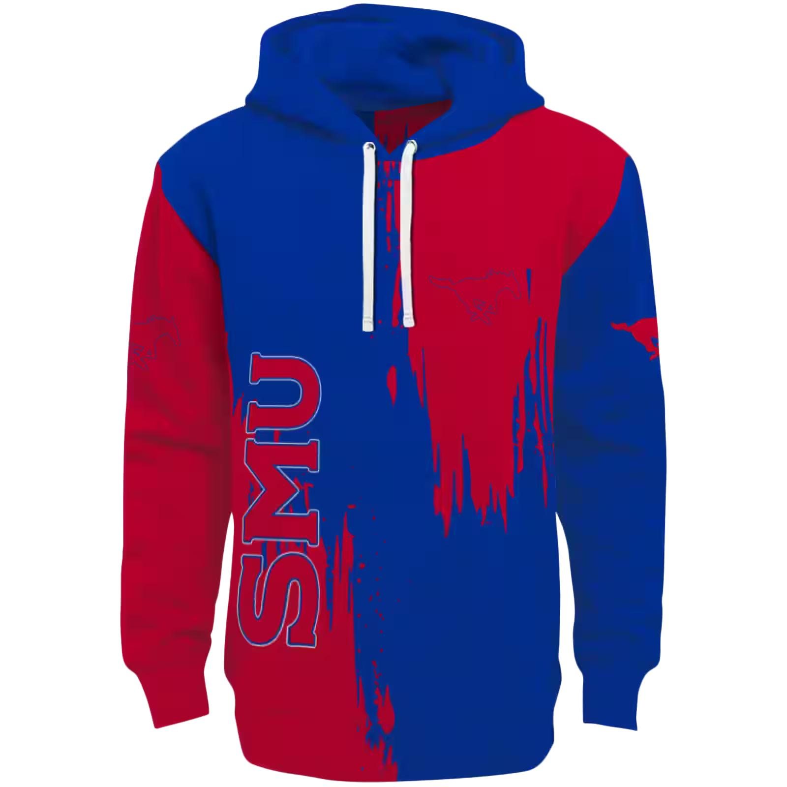 SMU Mustangs Splatter Effect Blue Hoodie