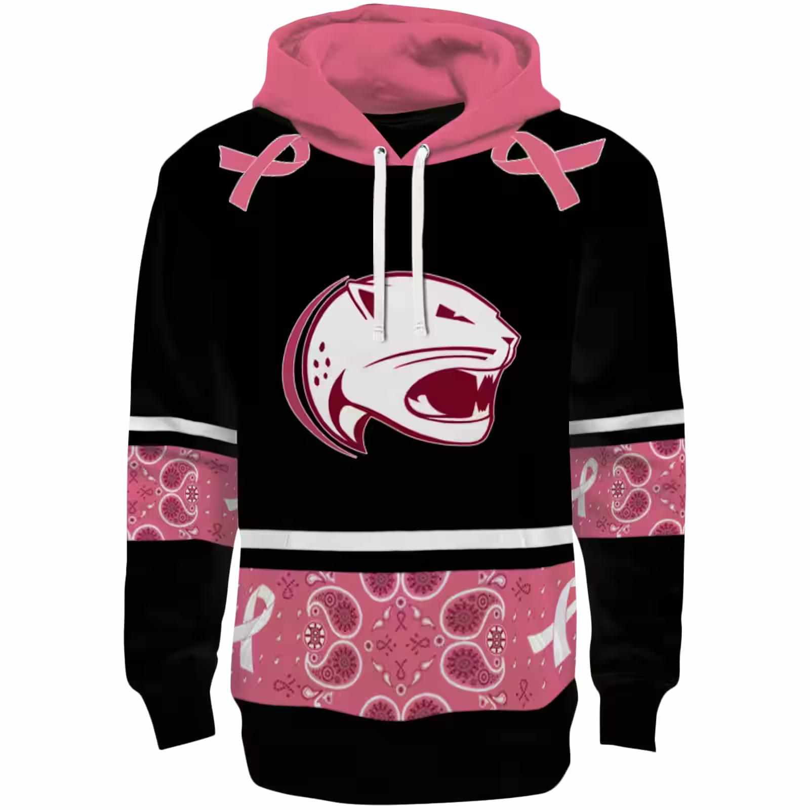 South Alabama Jaguars Awareness Ribbon Black Pink Hoodie