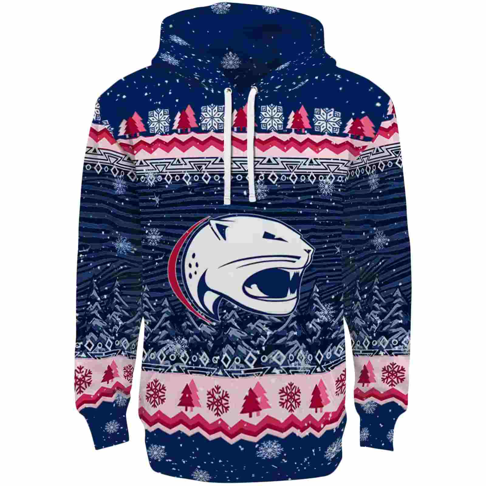 South Alabama Jaguars Christmas Trees Blue Hoodie