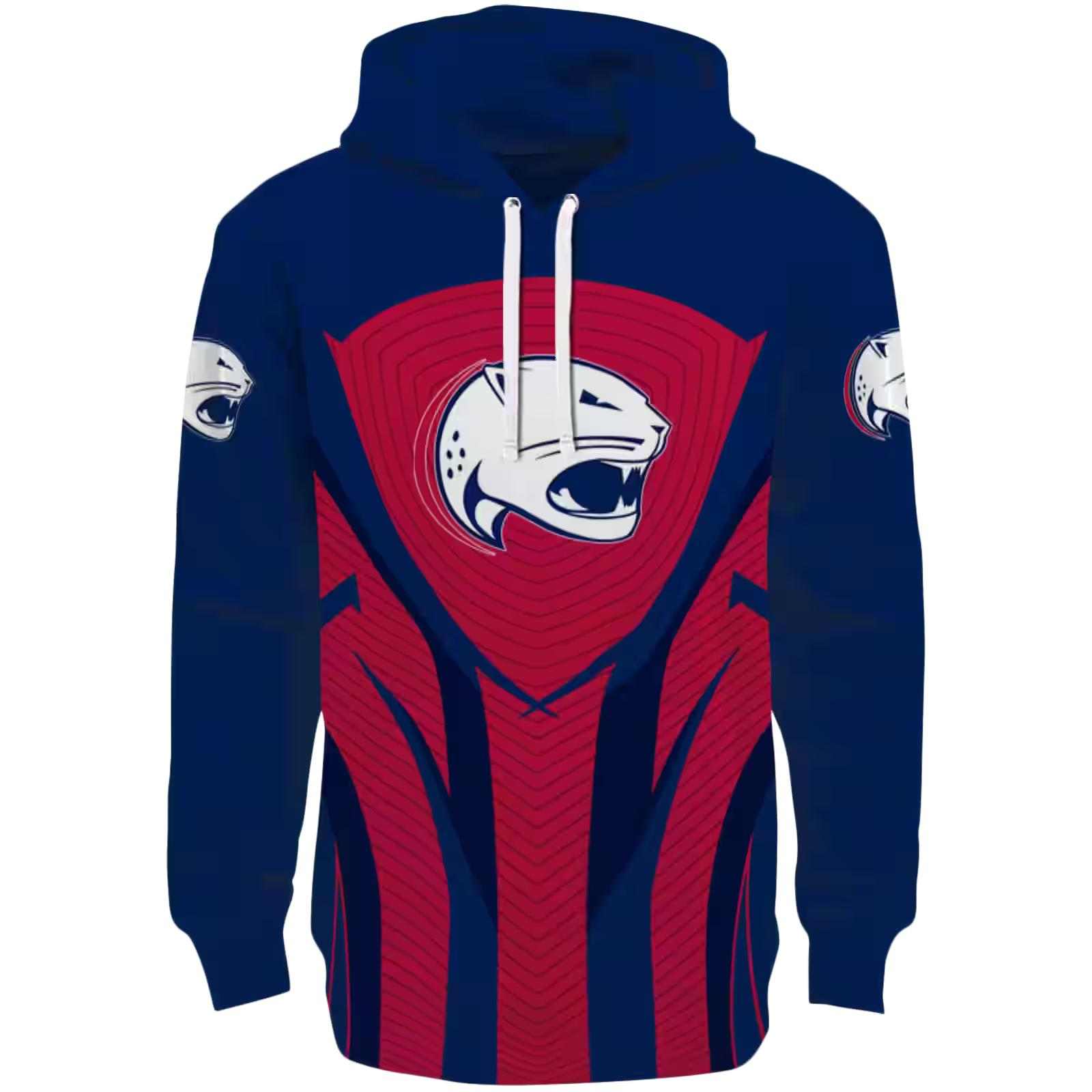 South Alabama Jaguars Concentric Lines Blue Black Hoodie