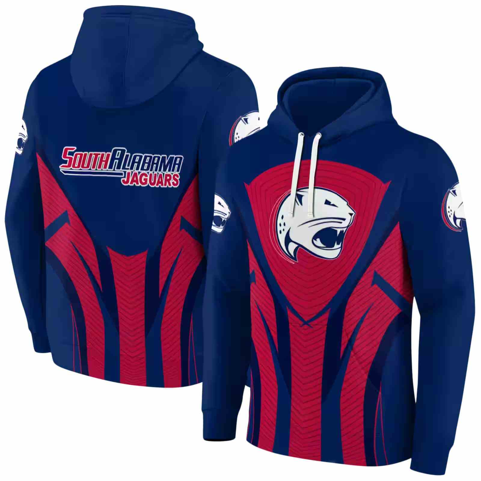 south alabama jaguars concentric lines blue black hoodie fashion forward