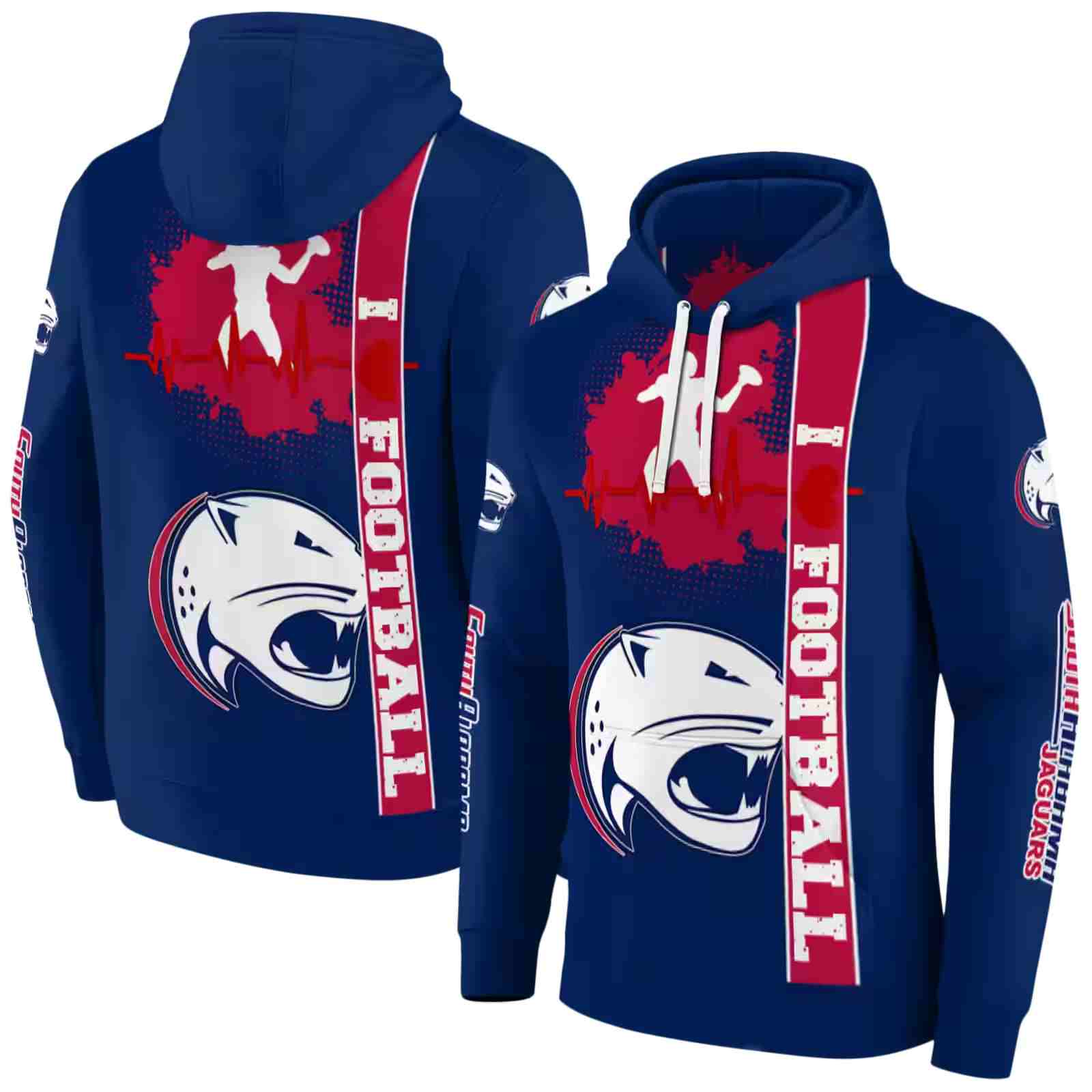 south alabama jaguars football heartbeat blue hoodie fashion forward