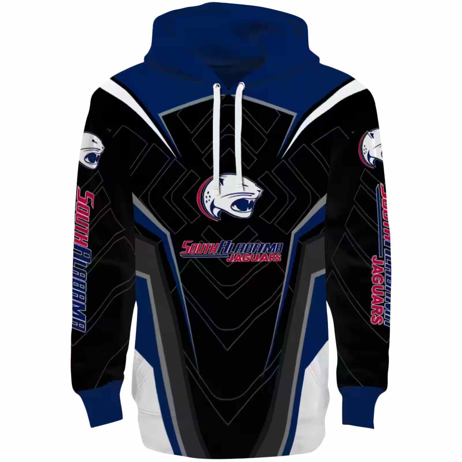 South Alabama Jaguars Futuristic Pattern Blue Black Hoodie