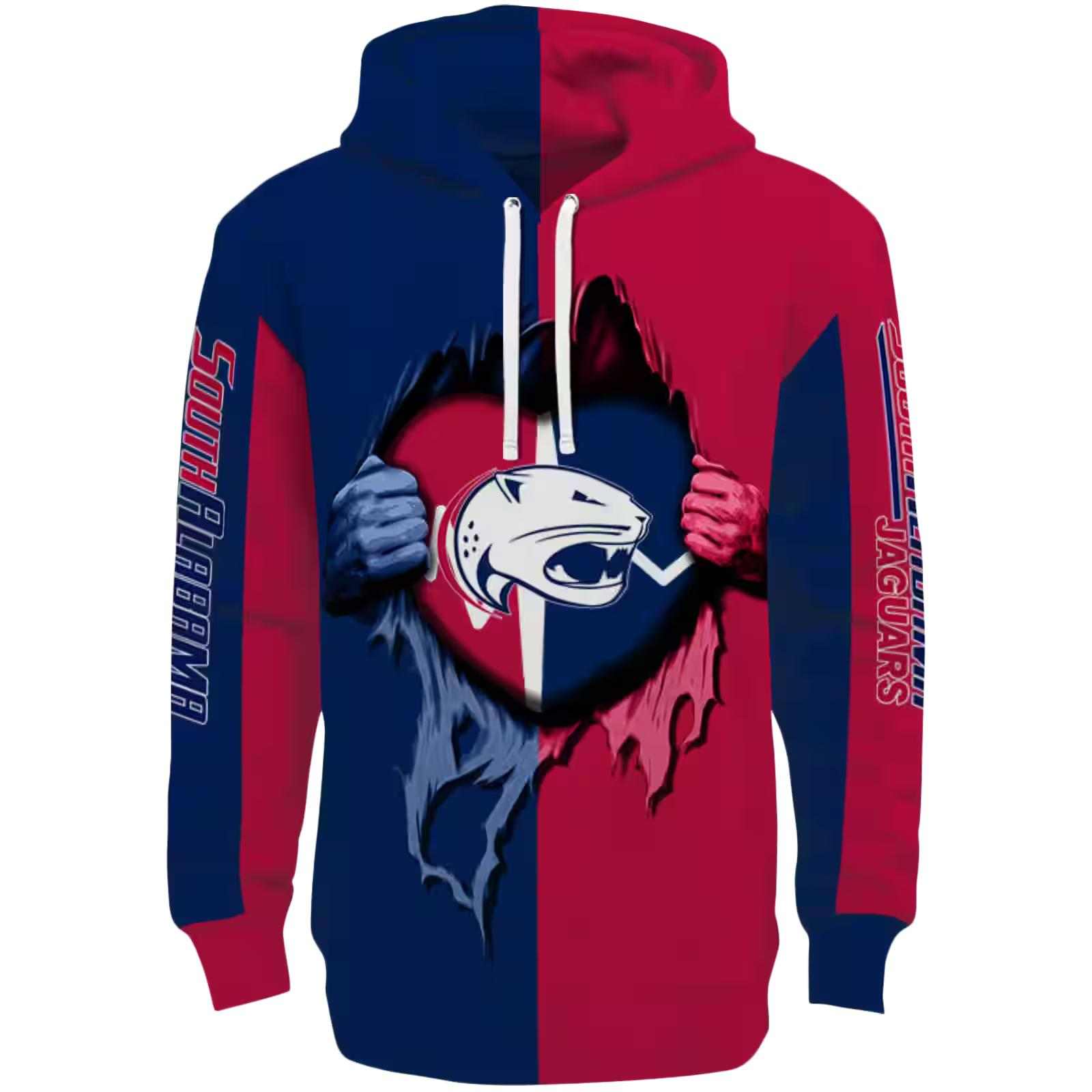 South Alabama Jaguars Heartbeat Graphic Blue Hoodie