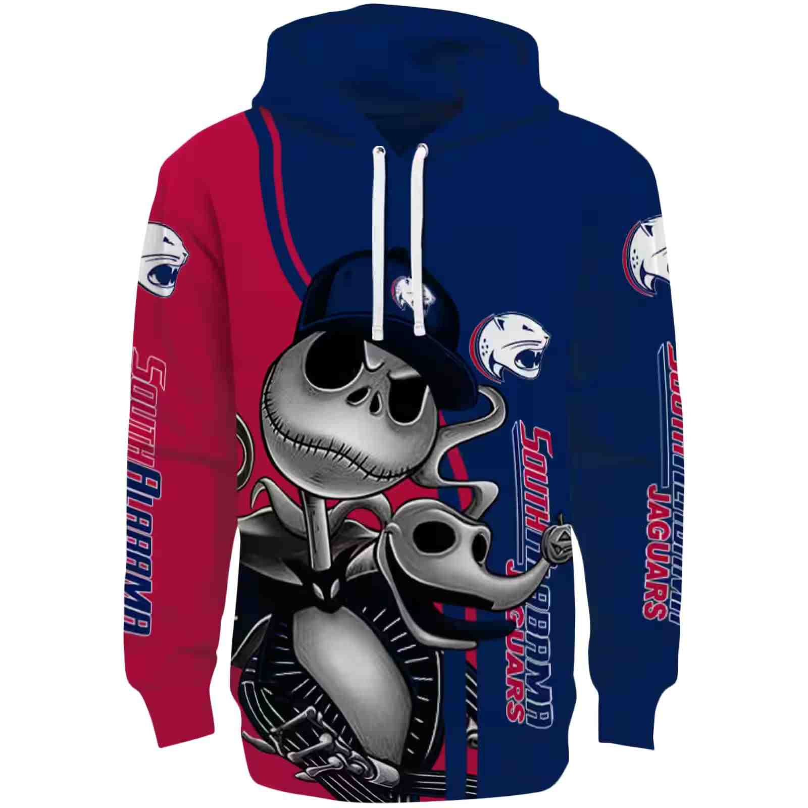 South Alabama Jaguars Jack Skellington Blue Hoodie