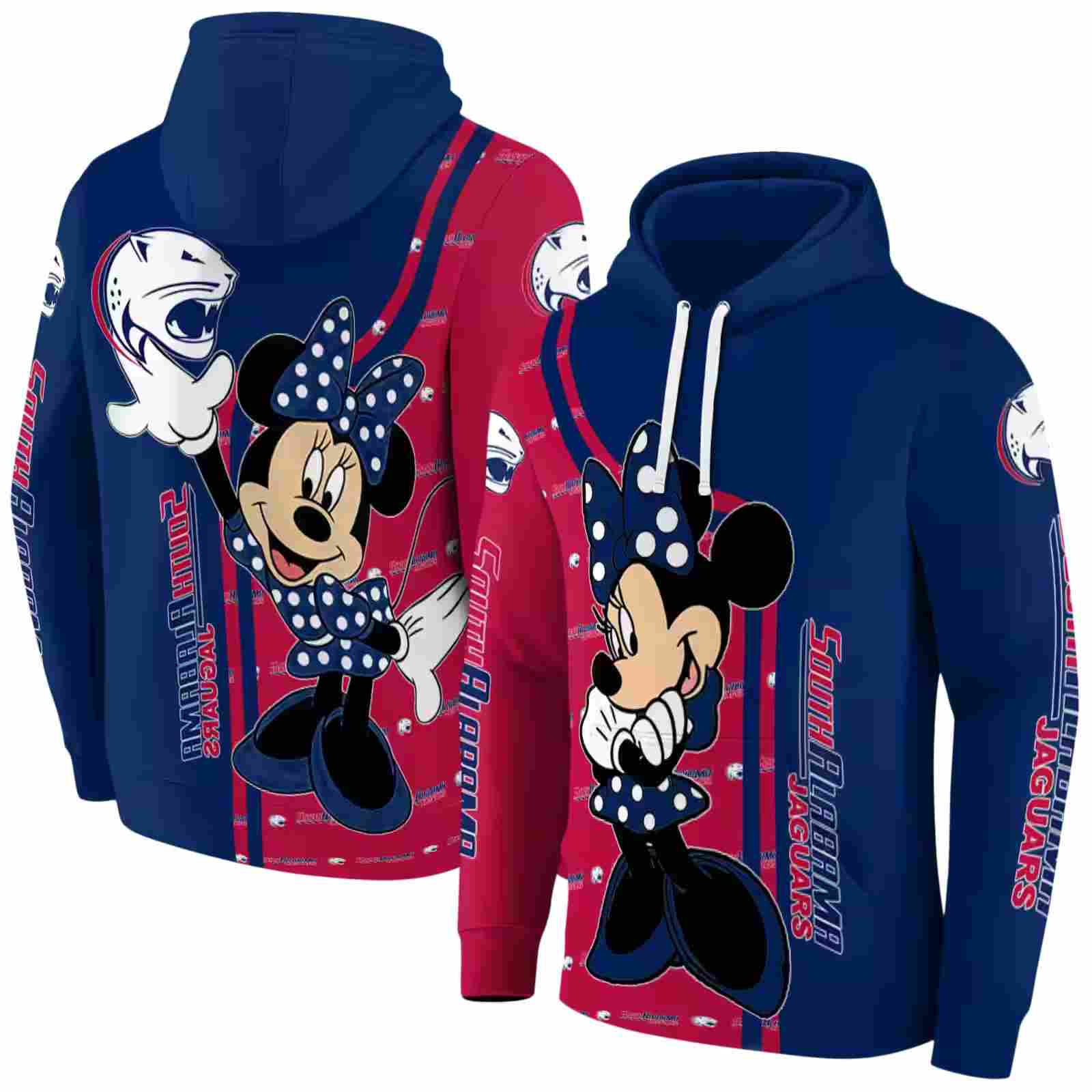 south alabama jaguars minnie mouse blue hoodie fashion forward