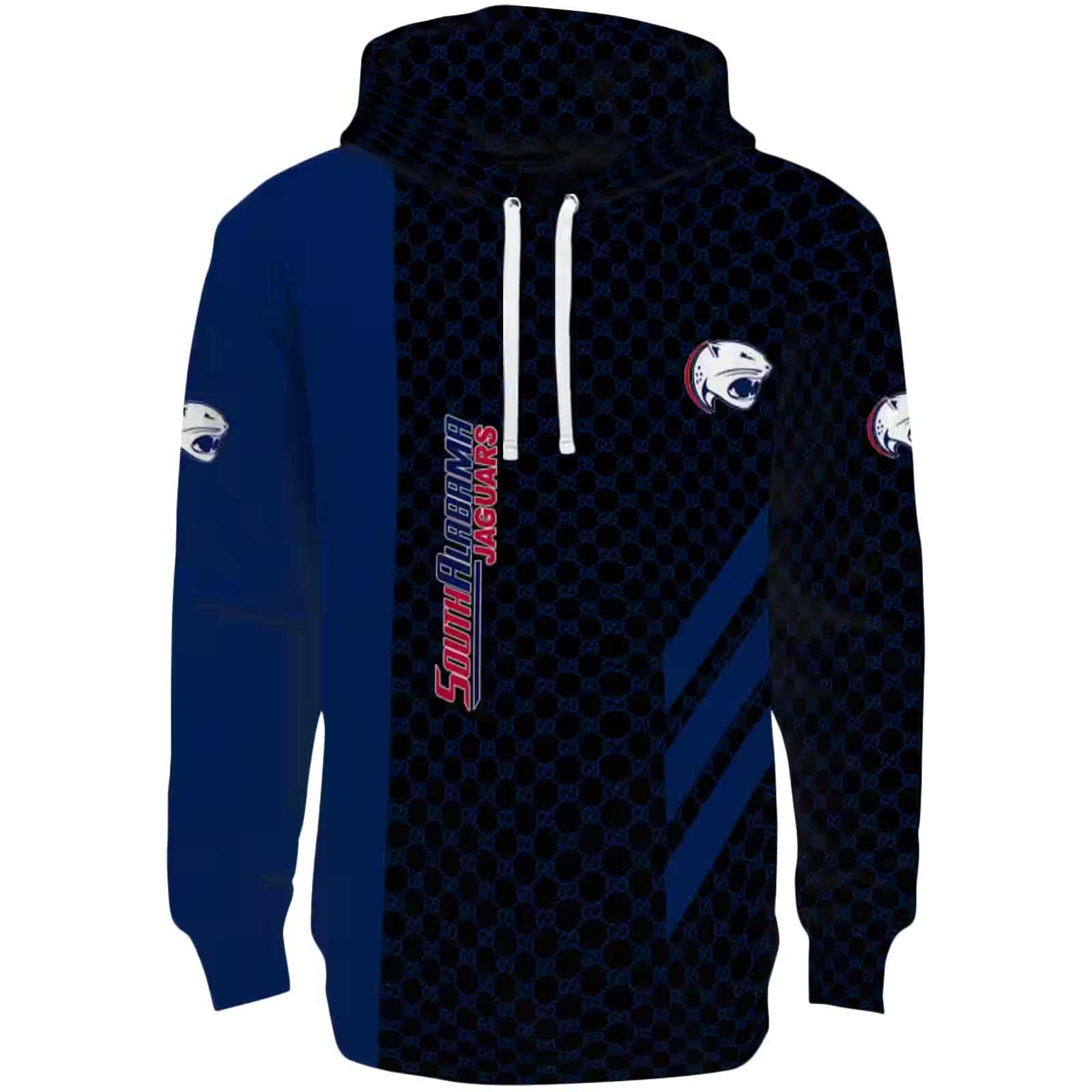 South Alabama Jaguars Monogram Pattern Blue Hoodie