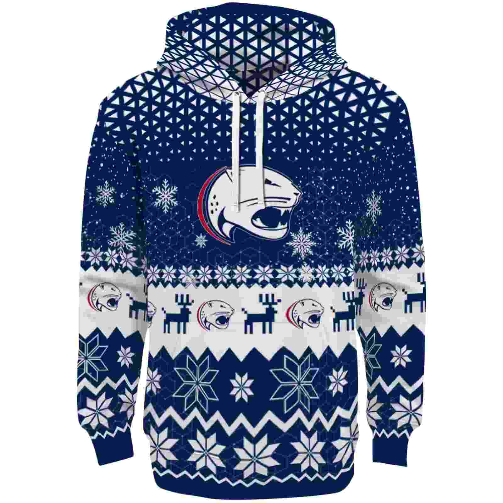 South Alabama Jaguars Reindeer Motif Blue Hoodie